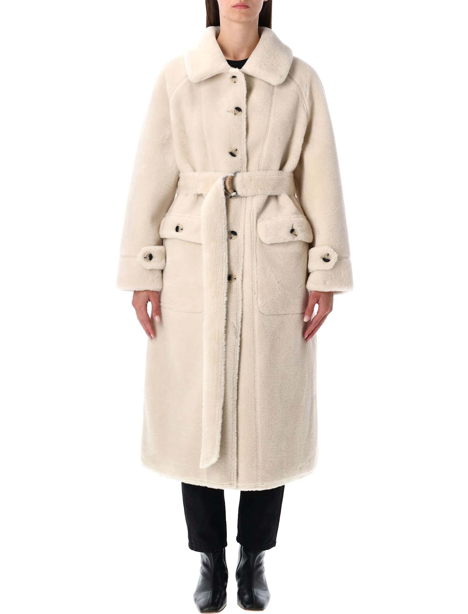 urbancode Reversible Faux Fur Belted Coat With Suede Interior