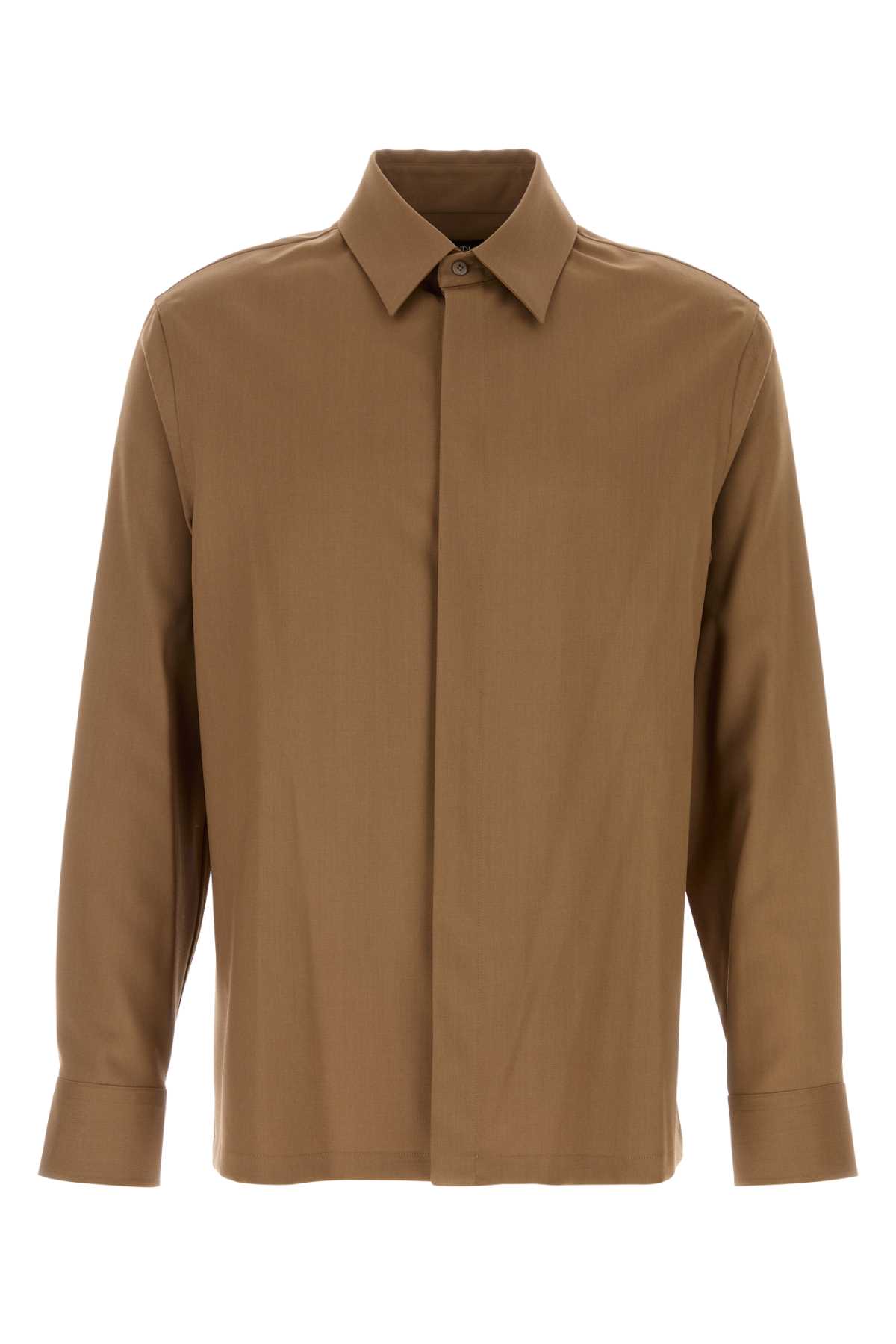Fendi Luxurious Wool Long Sleeve Shirt In Brown