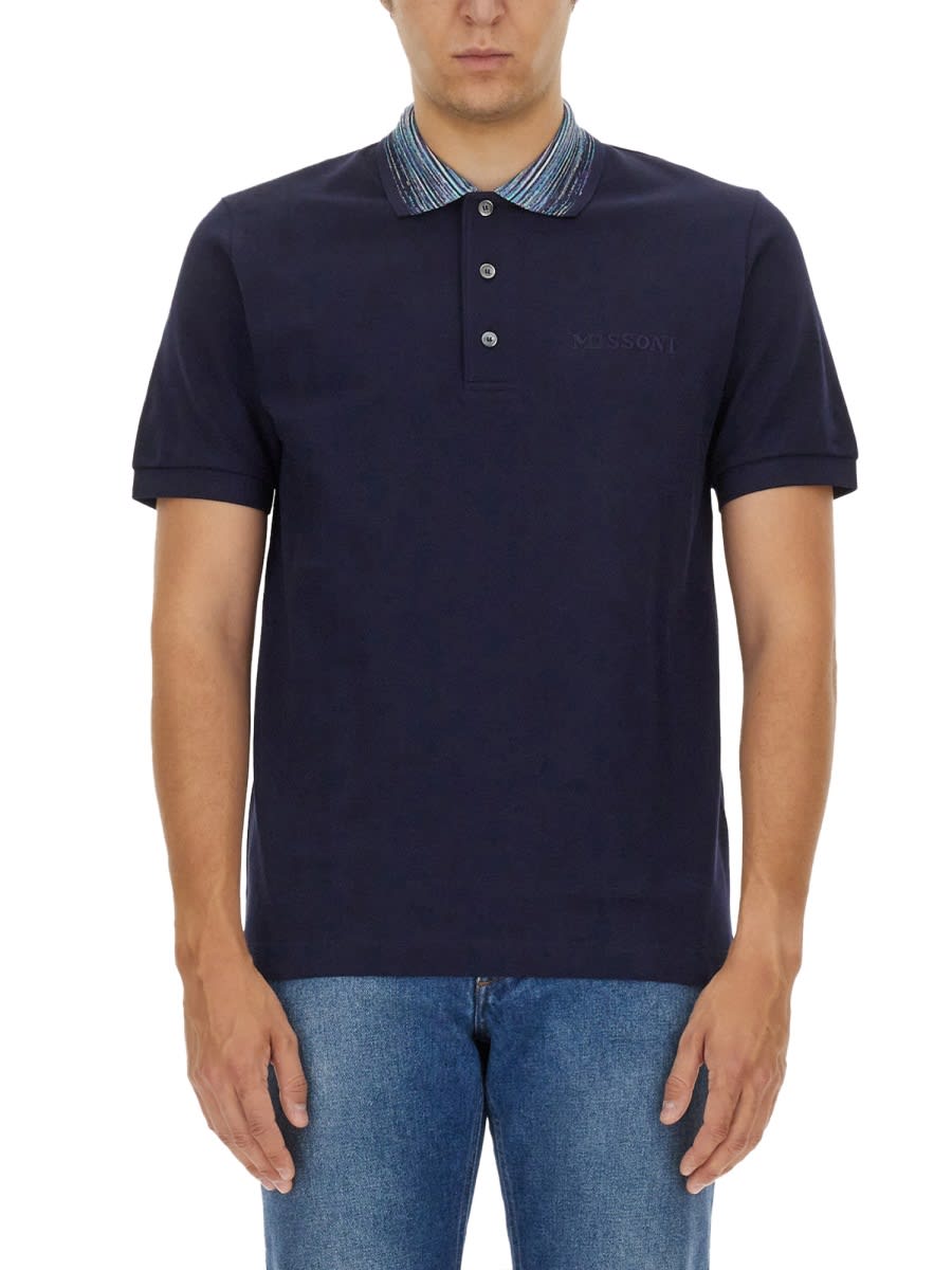 Shop Missoni Cotton Polo In Blue