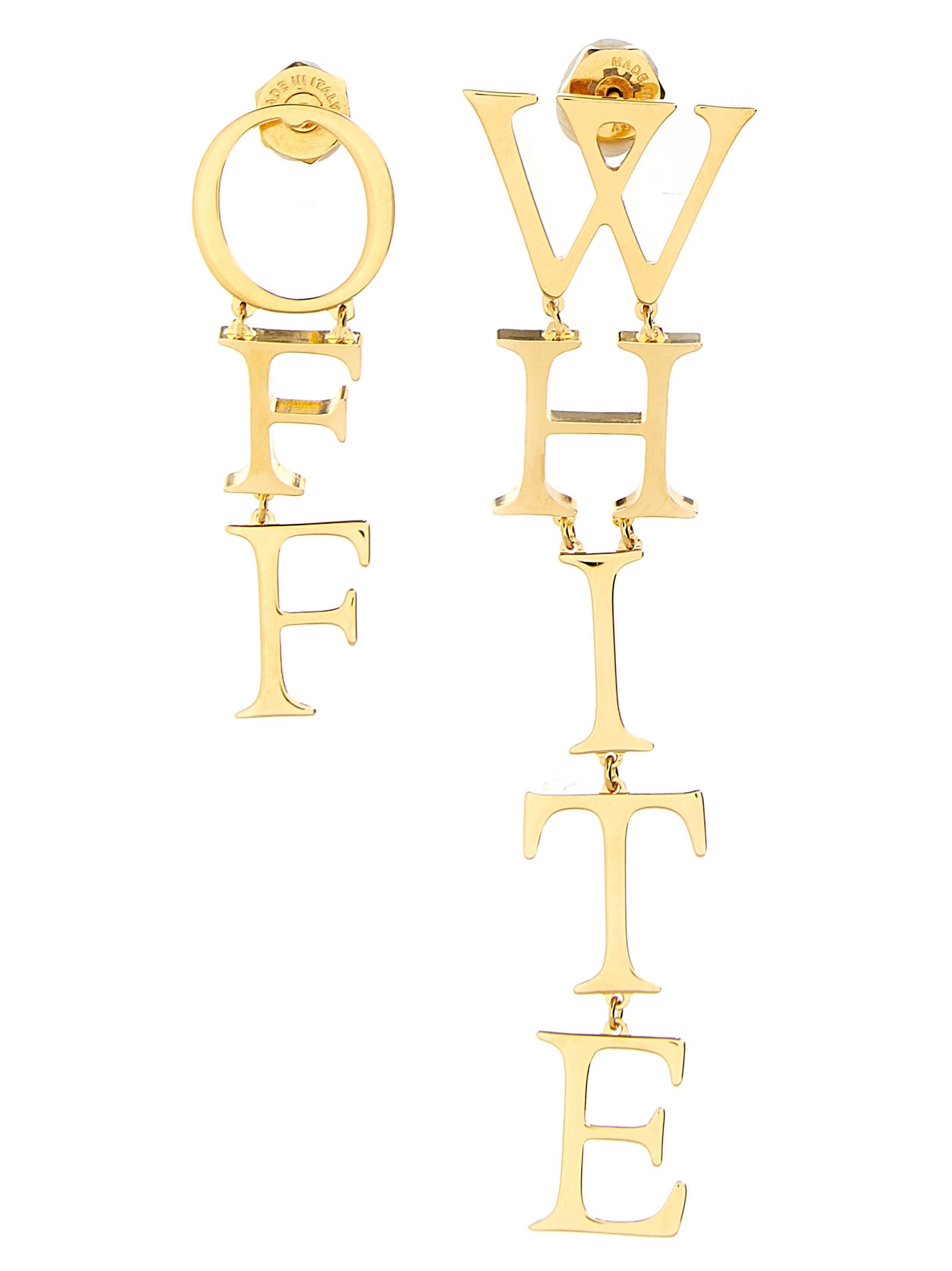 Shop Off-white Pendant Logo Earrings In Gold