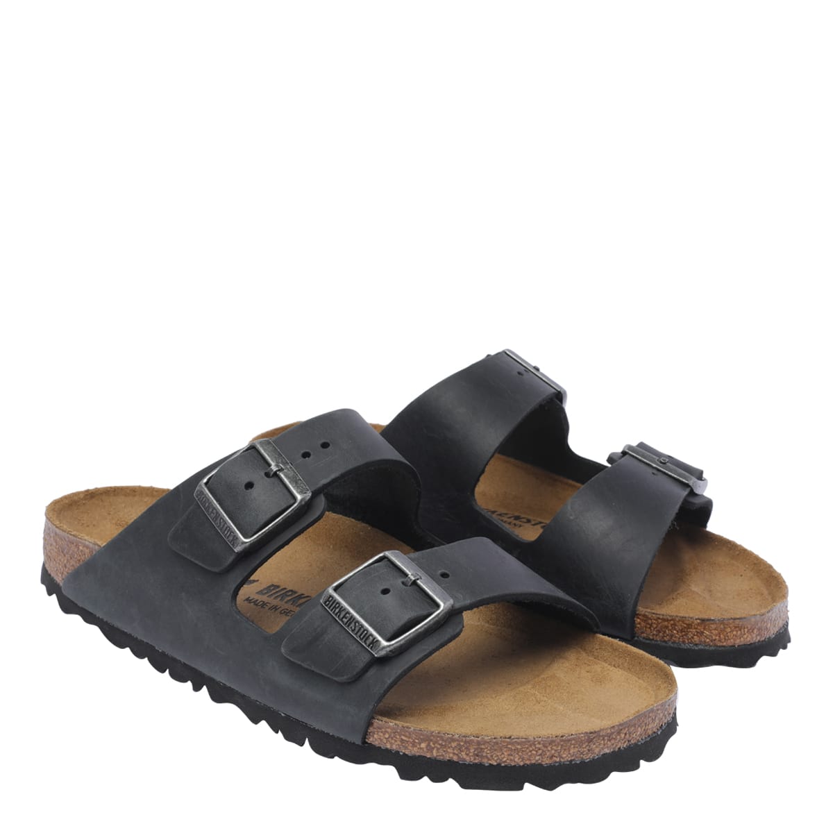 Birkenstock Buckle Slide Sandals In Black