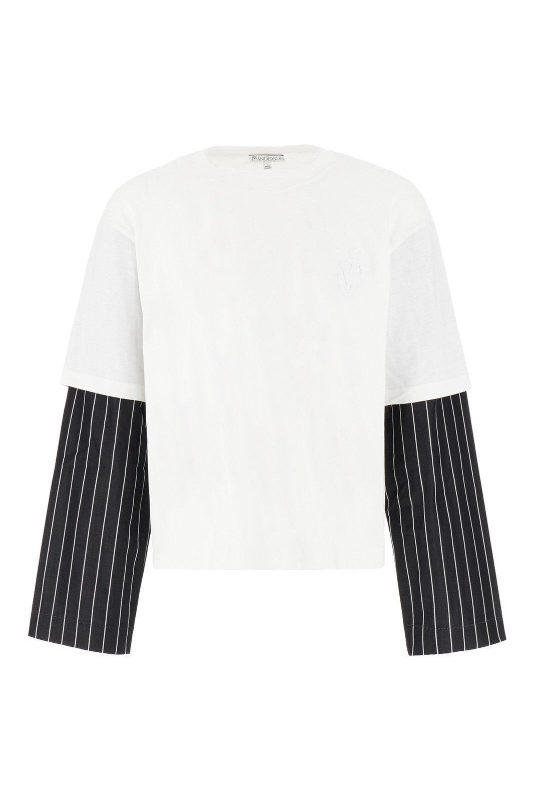 Shop Jw Anderson Striped-sleeve Crewneck T-shirt In White