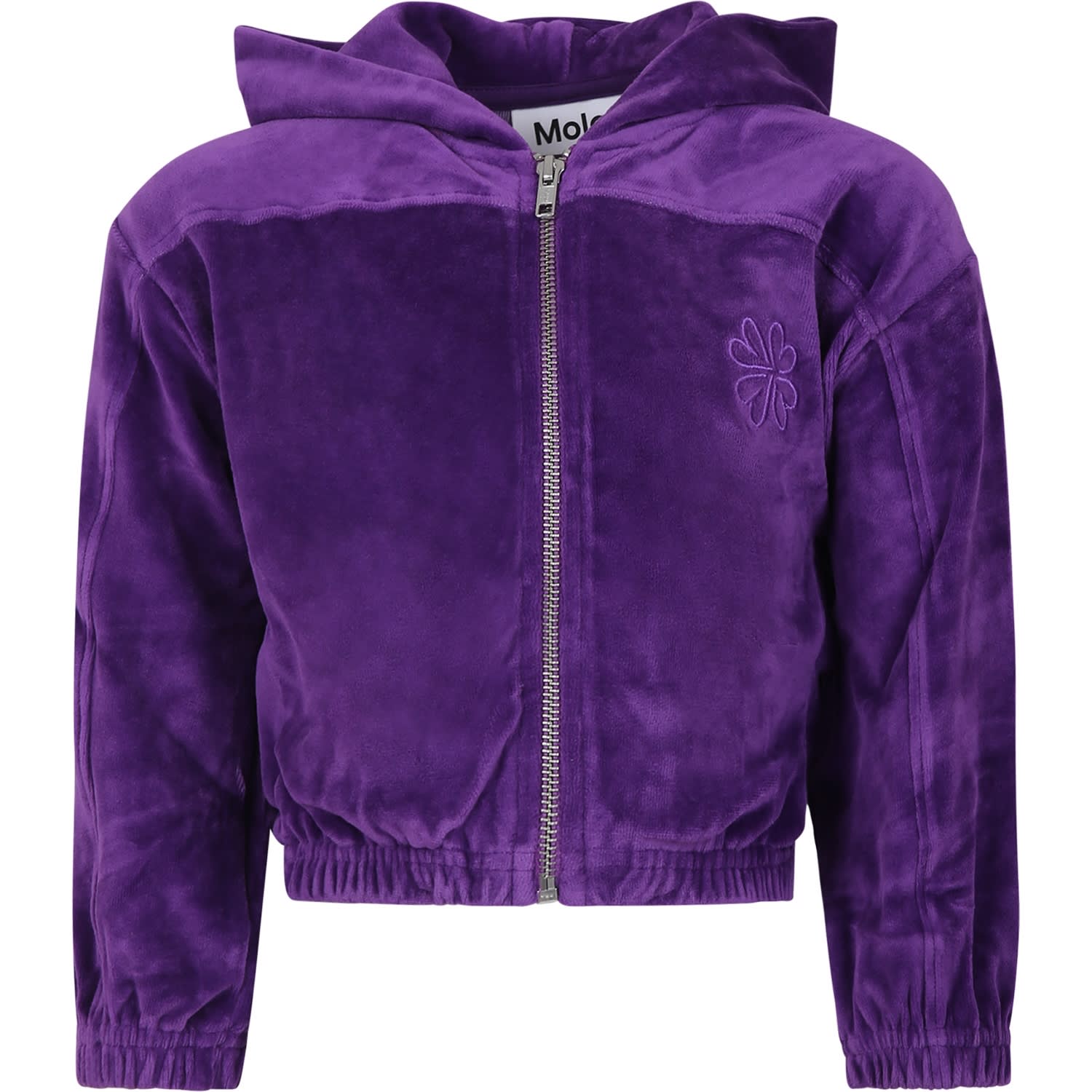 Molo Kids' Purple Sweatshirt For Girls With Embroidery In Violet