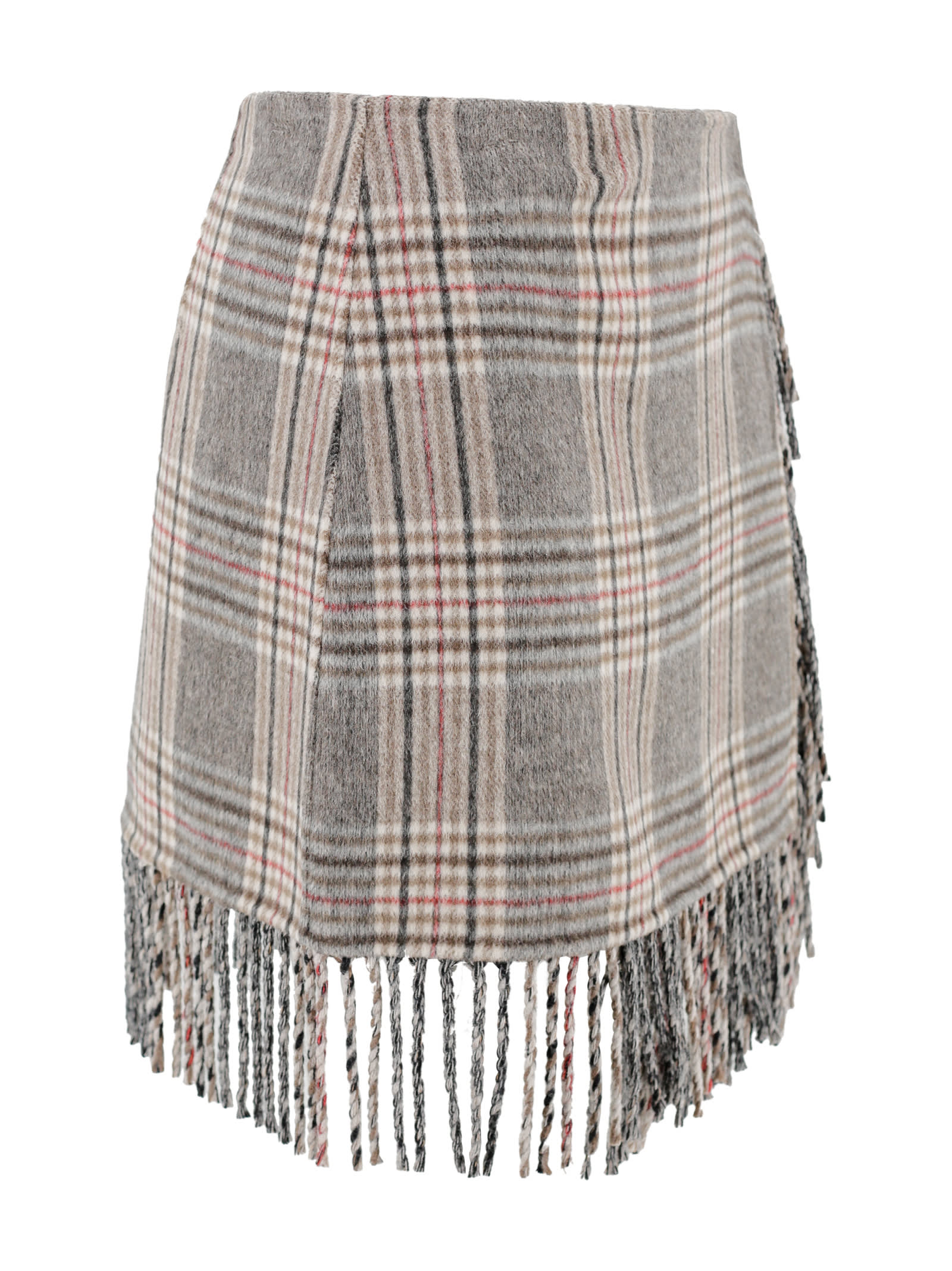 P.a.r.o.s.h Midi Skirt With Fringes In Fantasia Marrone