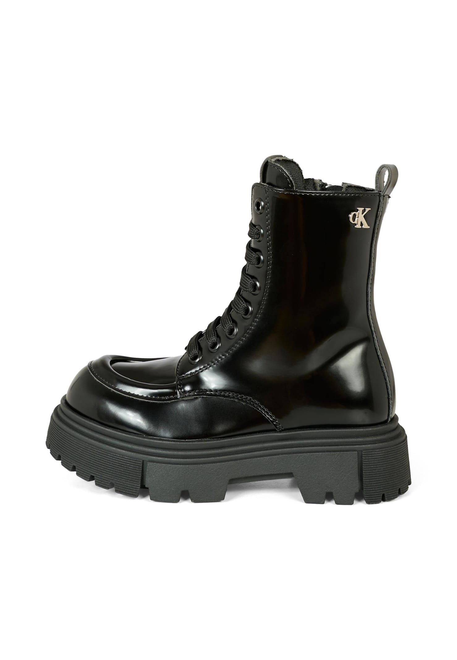 Calvin Klein Black Boots For Kids With Logo In Multi