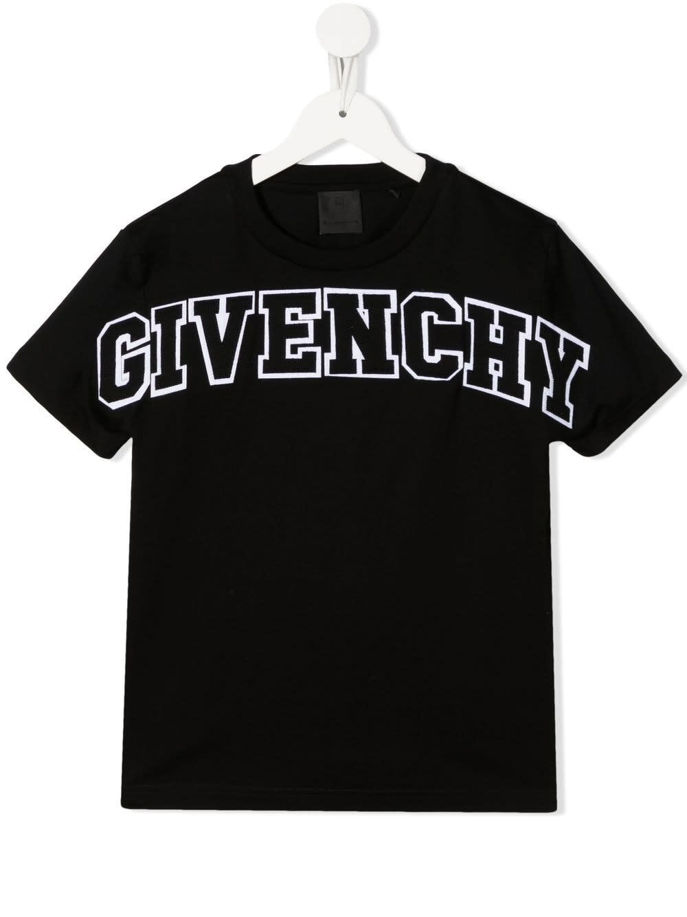 Kids Black T-shirt With Givenchy Old School Print