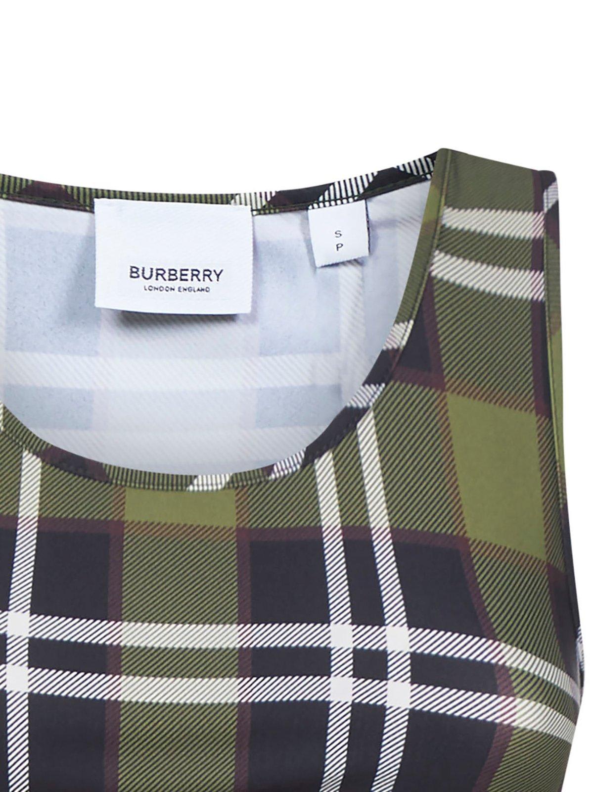 Shop Burberry Checked Cropped Tank Top In Multicolour