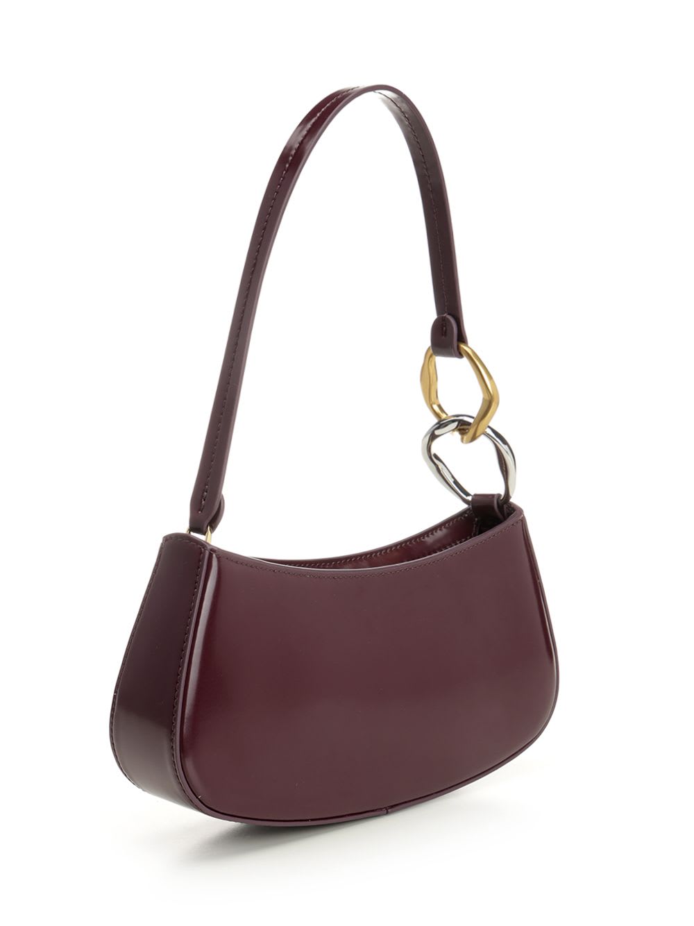 Staud Ollie Shoulder Bag With Curved Handle In Burgundy