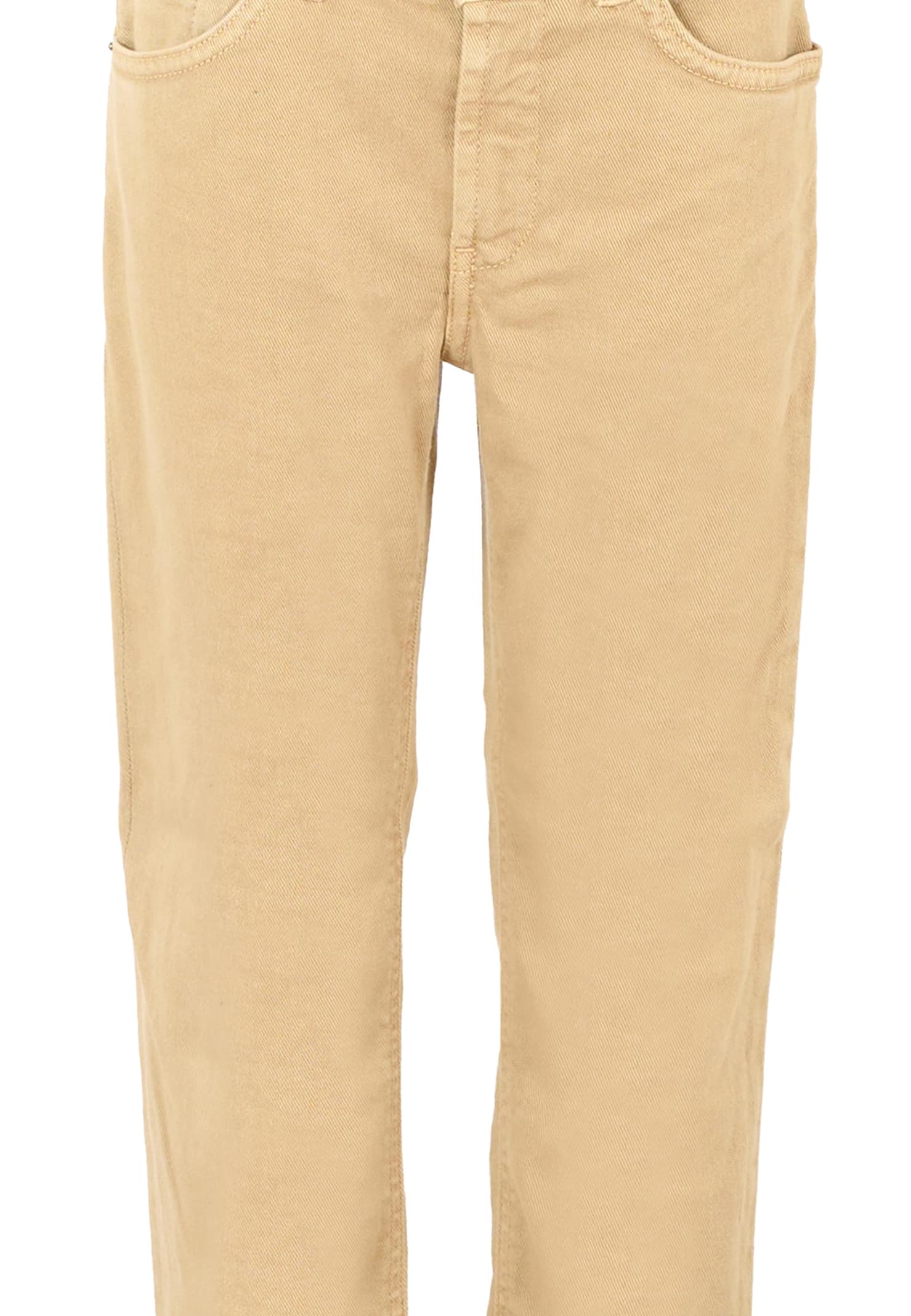Dondup Beige Pants For Boy With Logo Patch In Sand