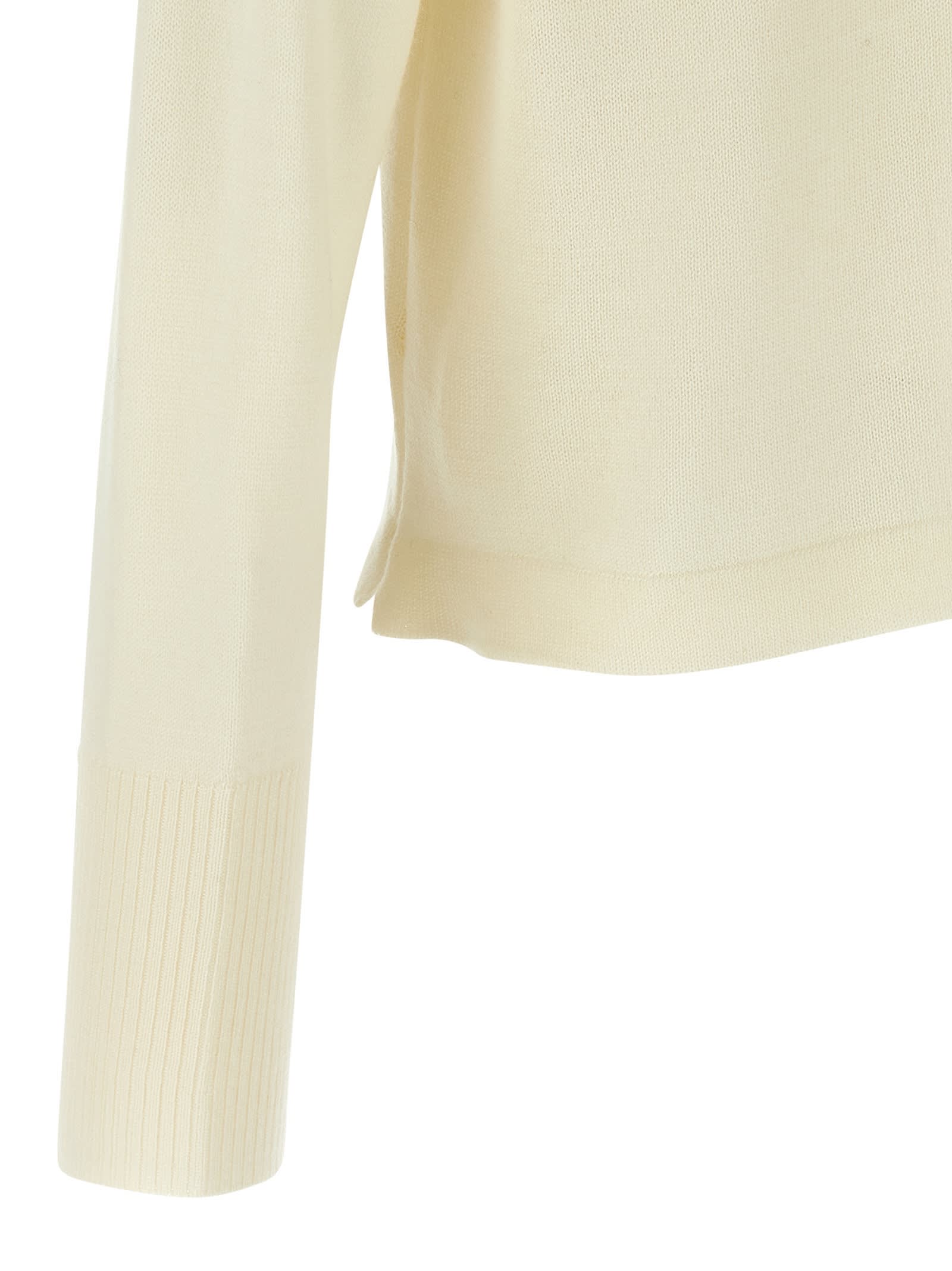 Ma'ry'ya Wool Sweater With Relaxed Fit And Chest Pocket In Neutral
