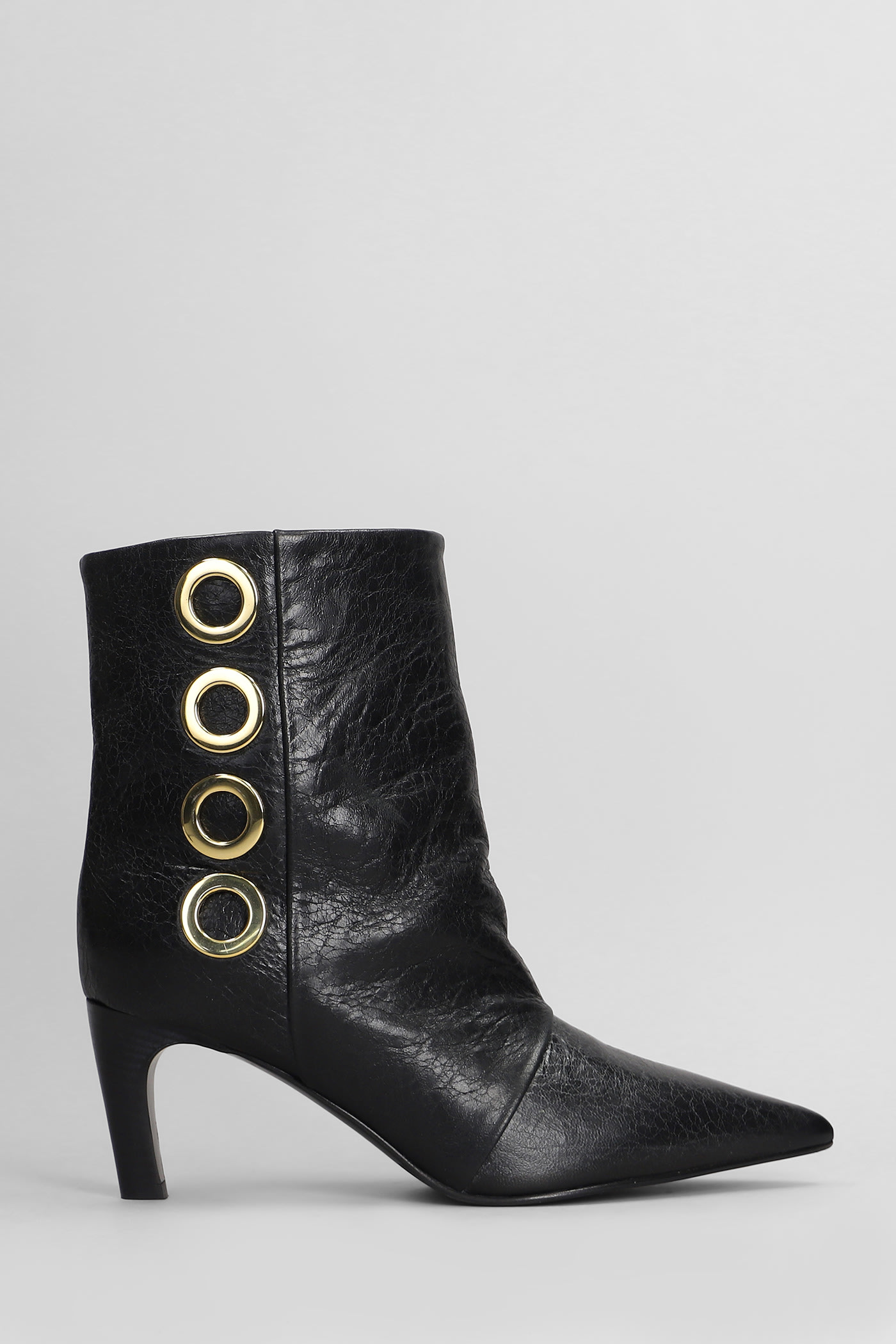 Shop Lella Baldi High Heels Ankle Boots In Black Leather