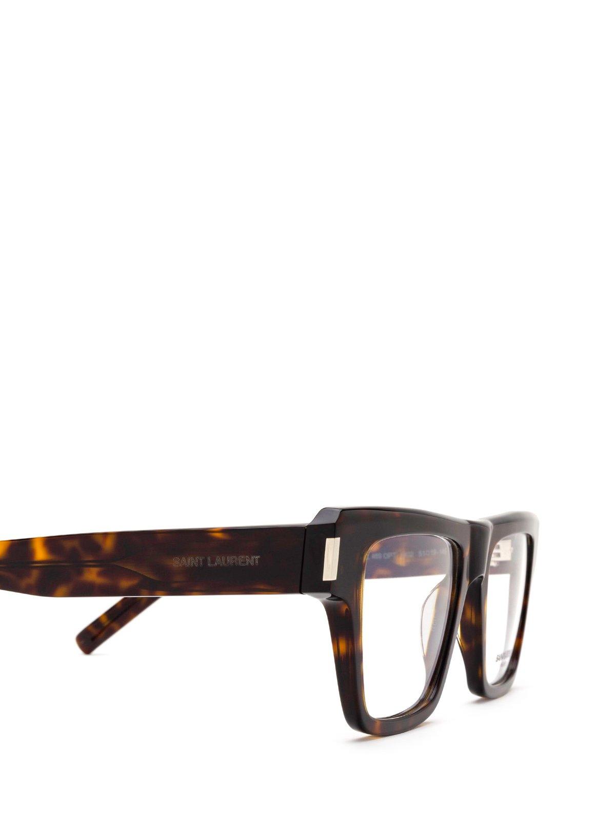 Shop Saint Laurent Square Frame Glasses In 002 Havana Havana Transpa