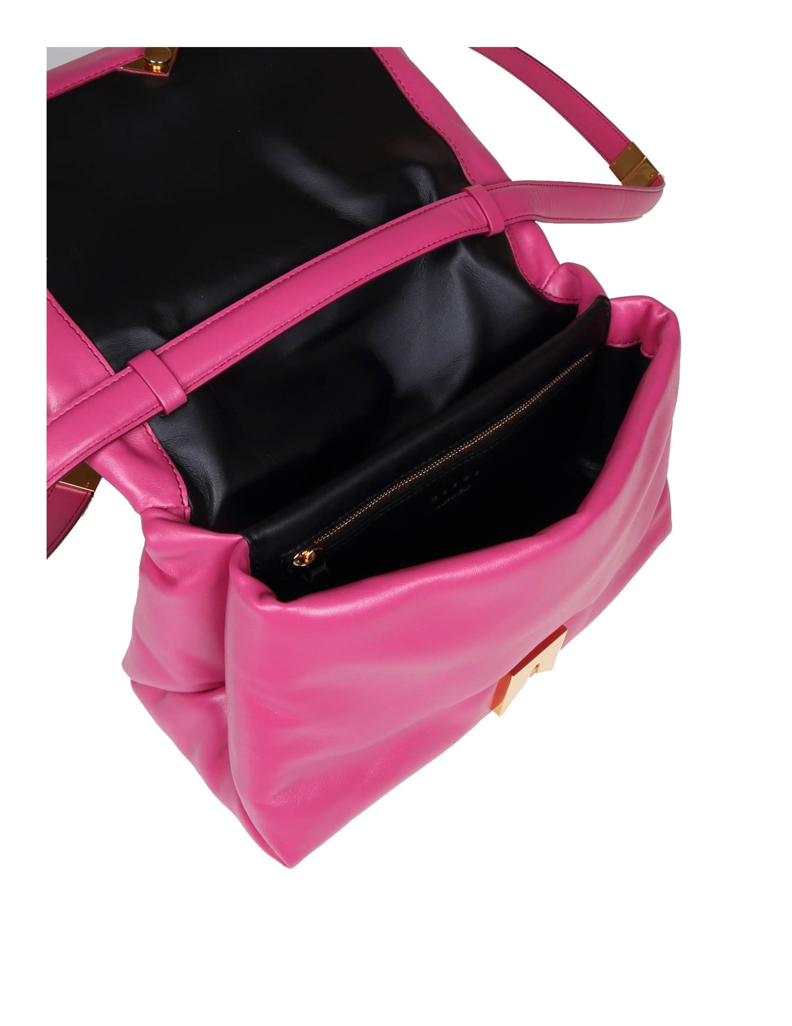 Shop Marni Prisma Shoulder Bag In Fuchsia Color Leather In Pink