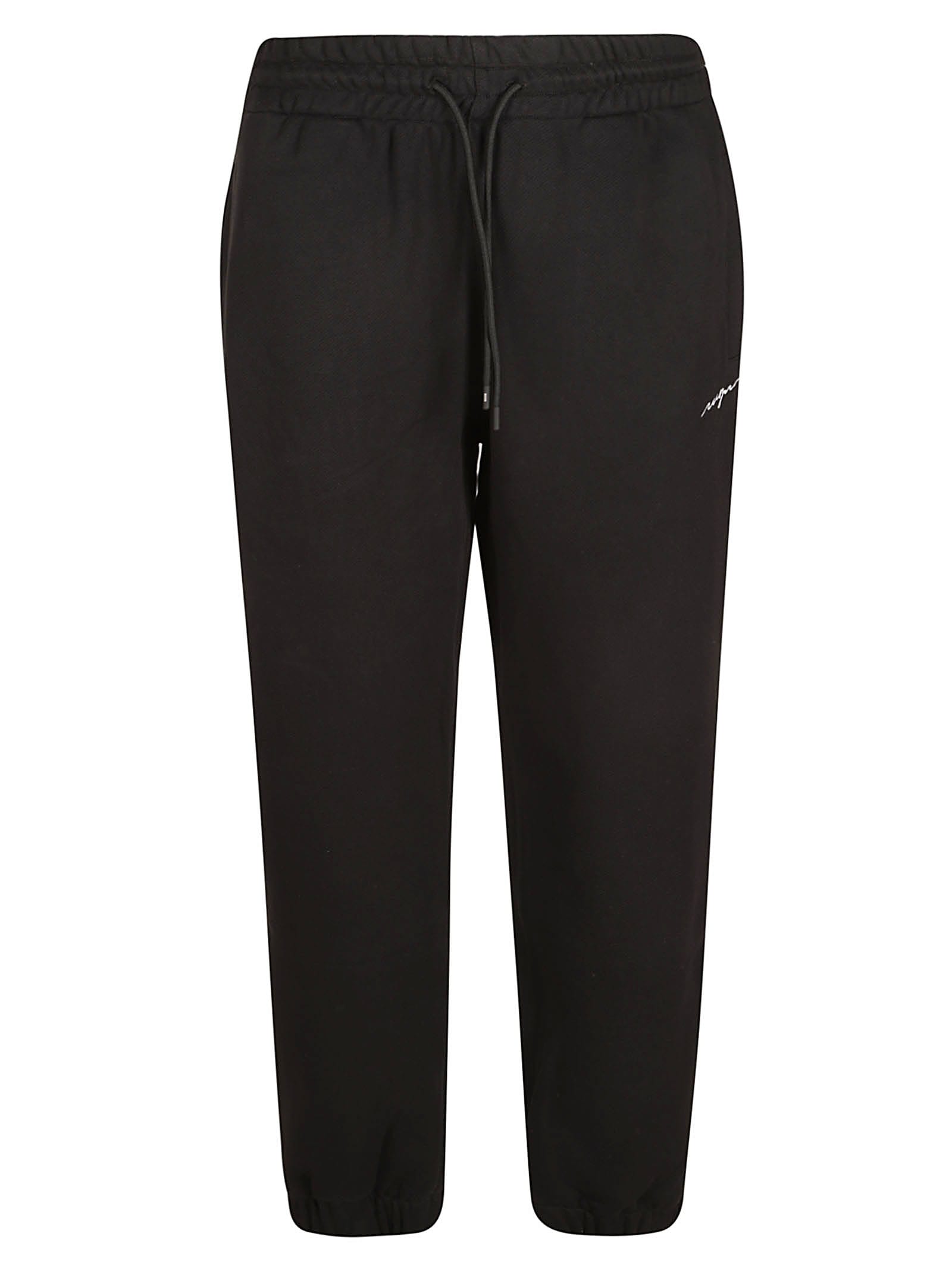 Shop Msgm Logo Lace-up Track Pants In Black