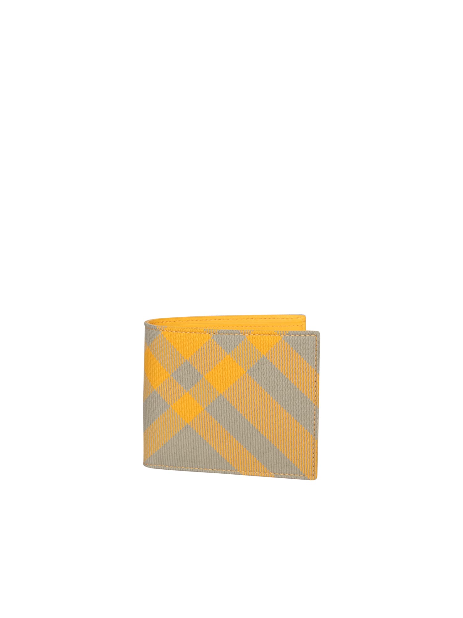 Shop Burberry Wool And Leather Wallet In Yellow