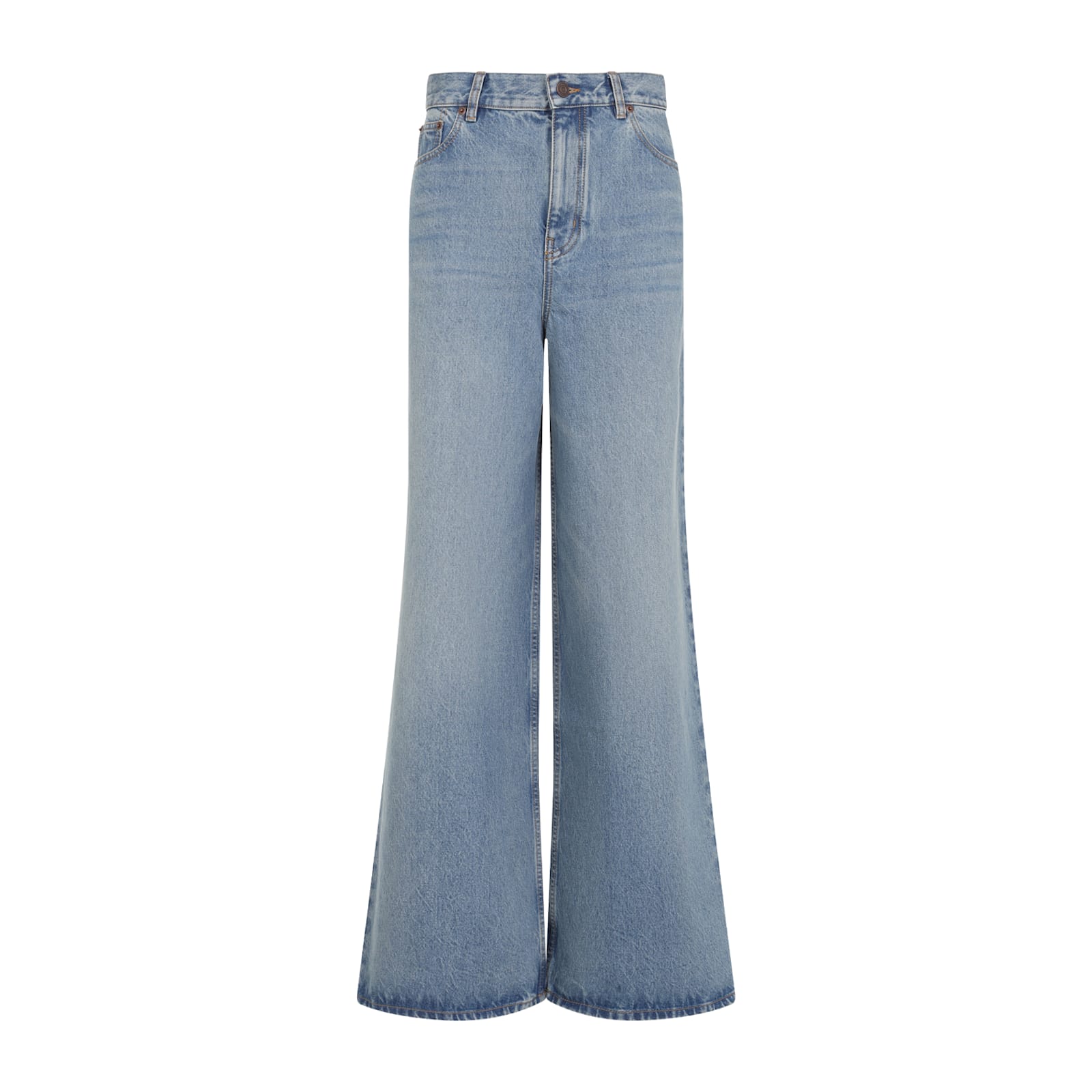 Chloé Belted Flared Wide-leg Cotton Trousers In N Iced Blue