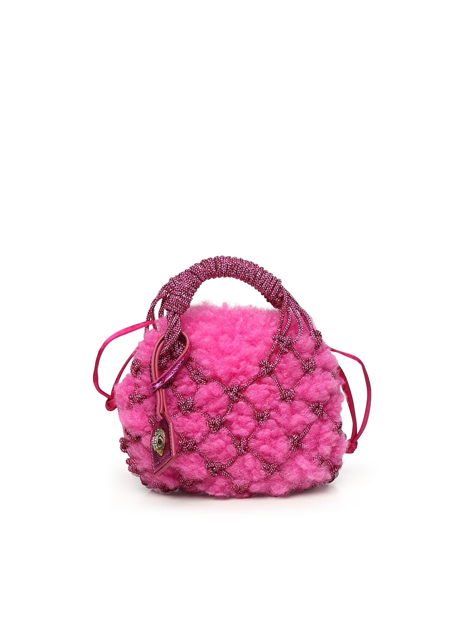 Kurt Geiger Mini Macramé Bag With Crystals In Pink