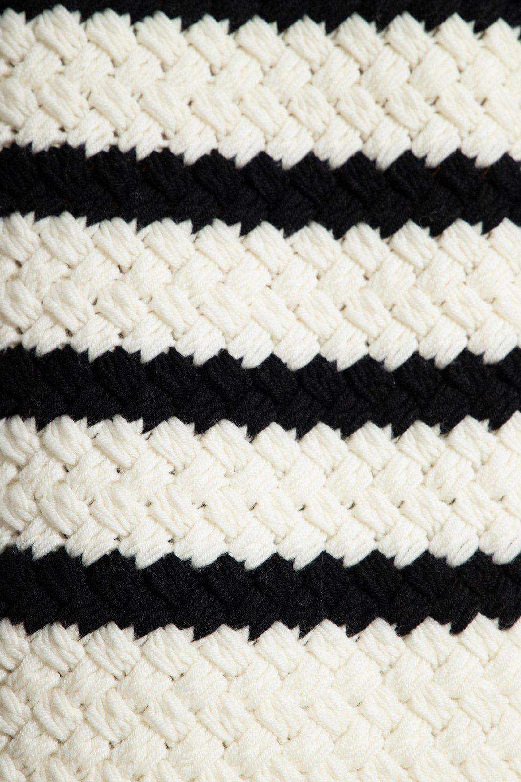 Shop Alanui Stripe Detailed Knit Sweater In White Black