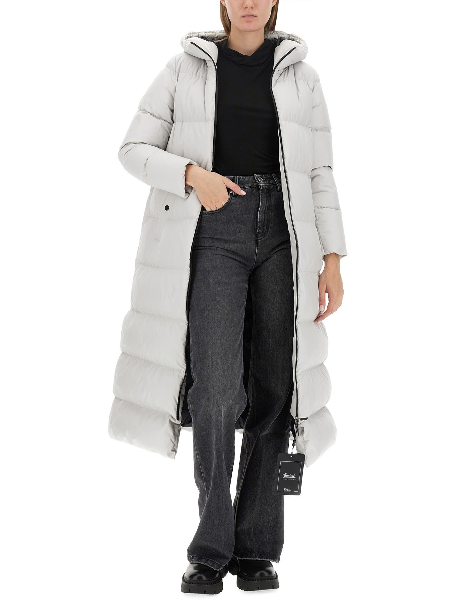 Herno Laminar Hooded Down Coat In Bianco