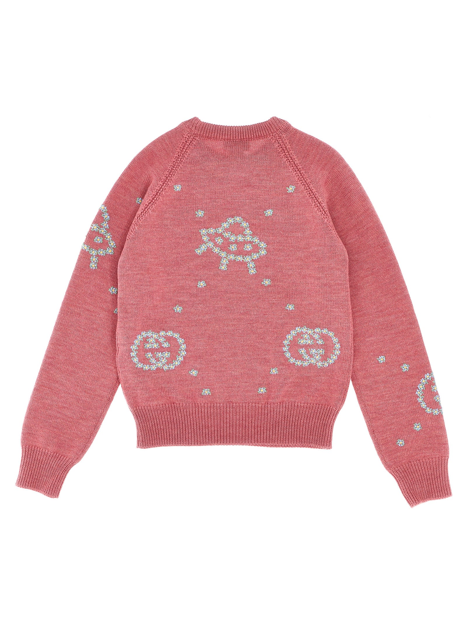 Gucci Wool Sweater With Embroidery In Pink