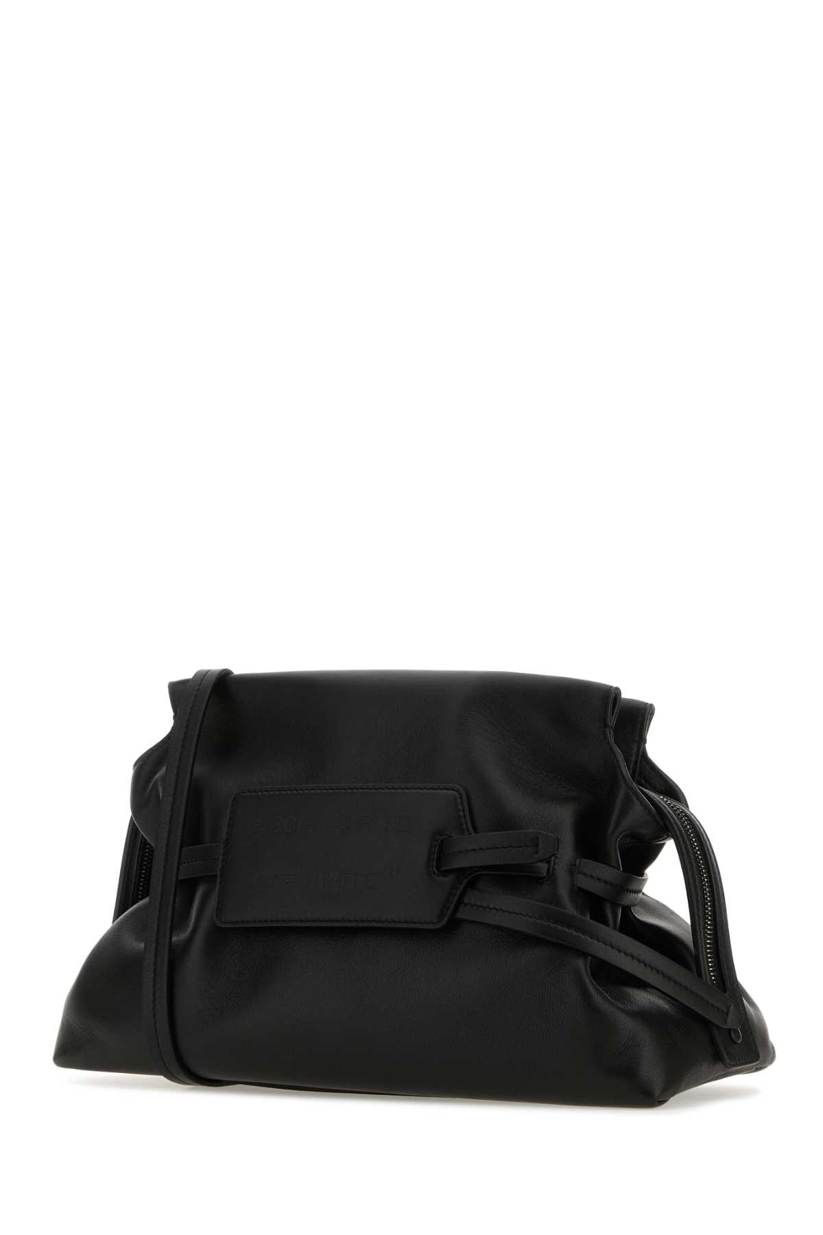Shop Off-white Black Leather Zip Tie Shoulder Bag