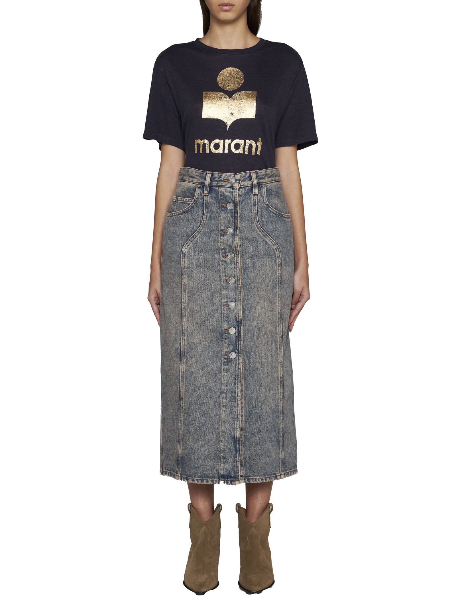 Shop Marant Etoile Skirt In Pinkish Blue