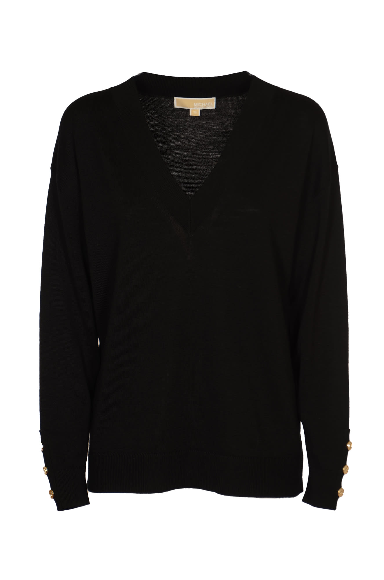 Shop Michael Kors V-neck Rib Trim Sweater In Nero