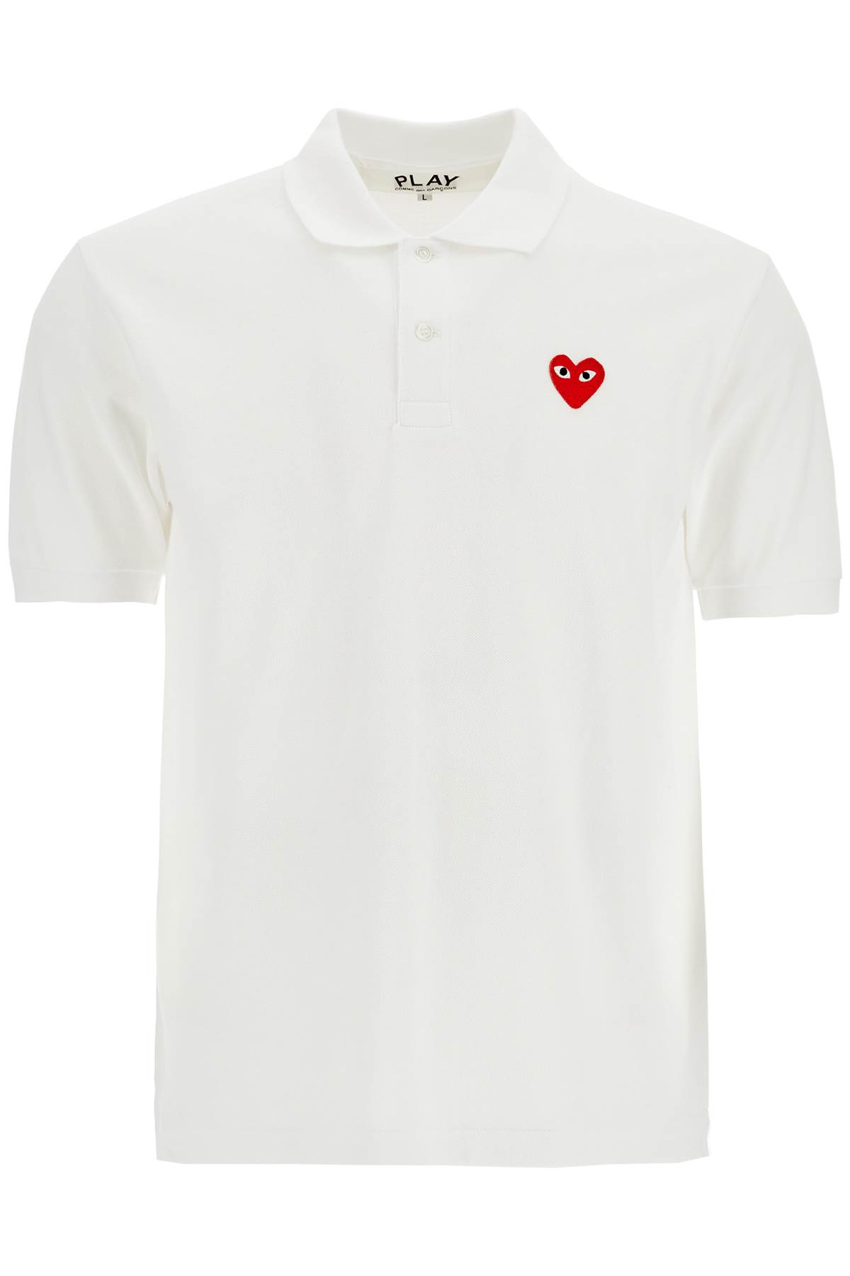 Comme des Garçons Play Polo Bianco In Cotone Con Logo Cuore Rosso