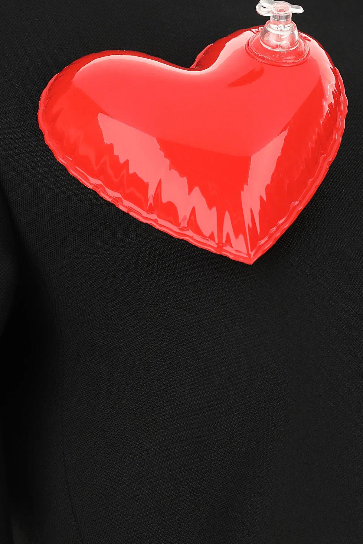 Shop Moschino Inflatable Heart Applique Cropped Jacket In Black