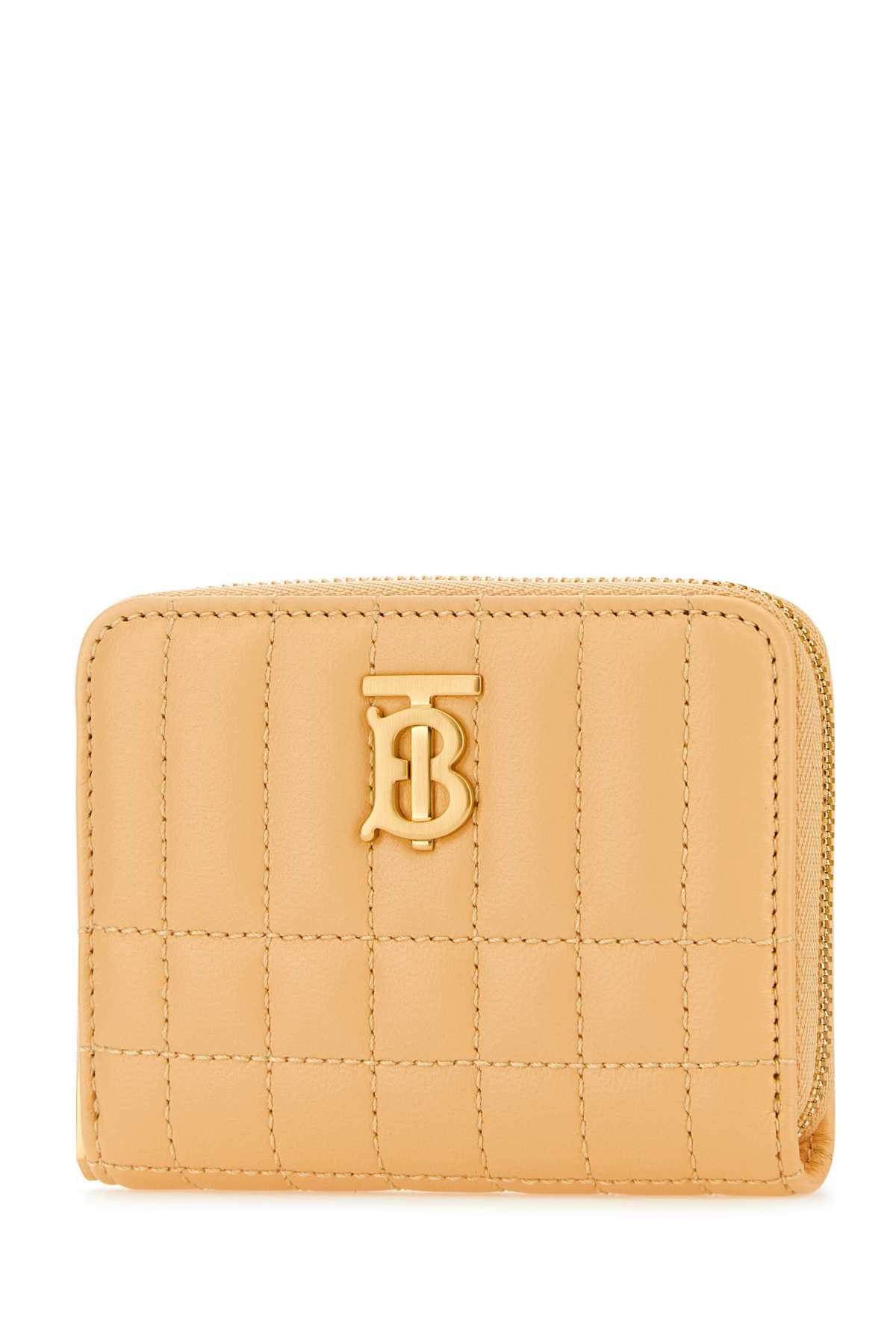 Shop Burberry Peach Nappa Leather Wallet In Goldensand
