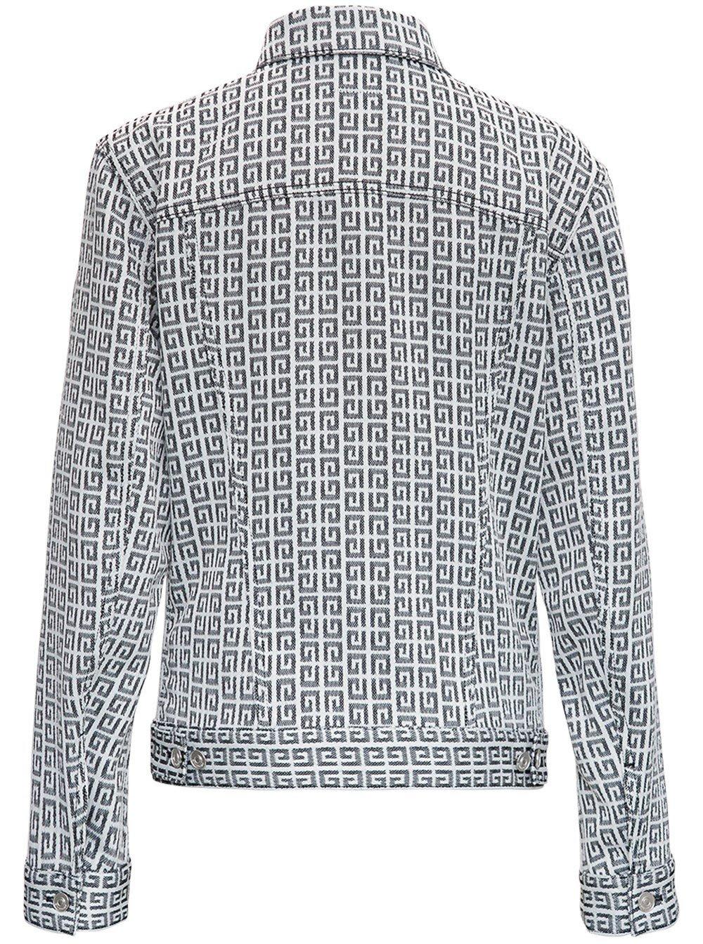 Shop Givenchy 4g Jacquard Denim Jacket In Grey