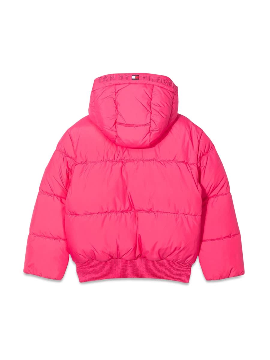 Tommy Hilfiger Hood Branded Puffer In Fuchsia