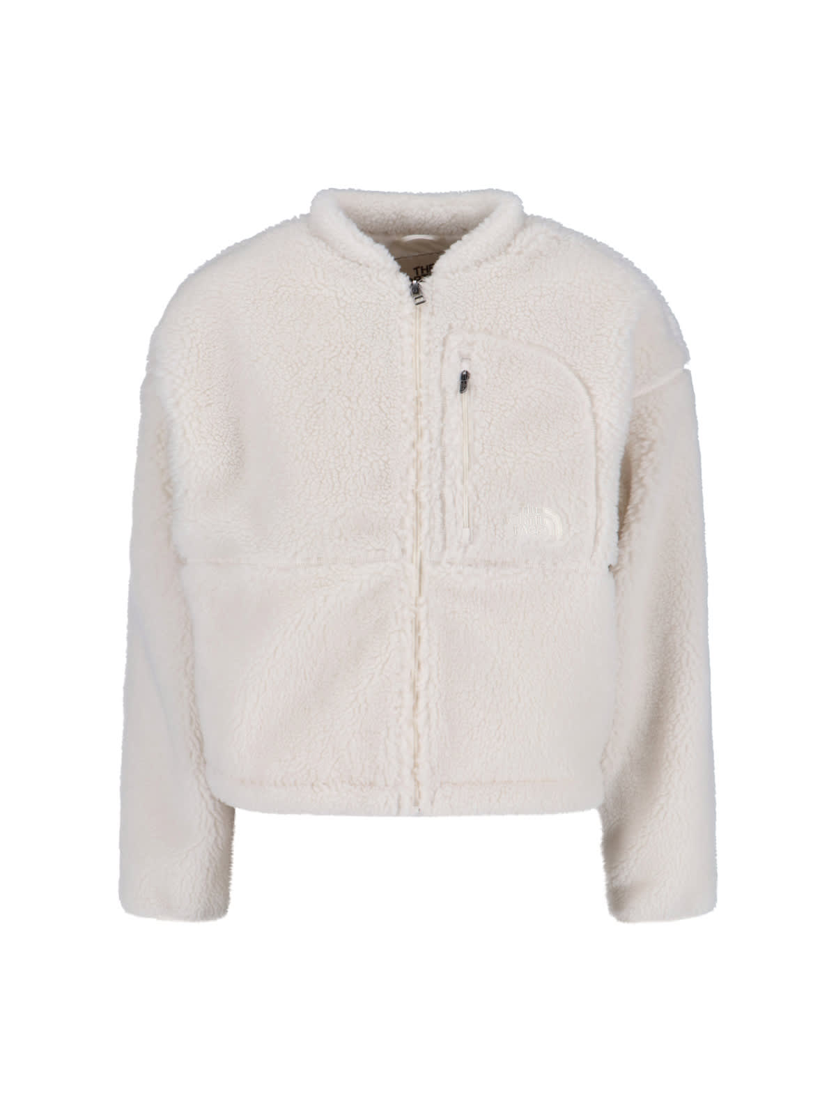 The North Face Fleece Jacket With High Collar And Pockets In White