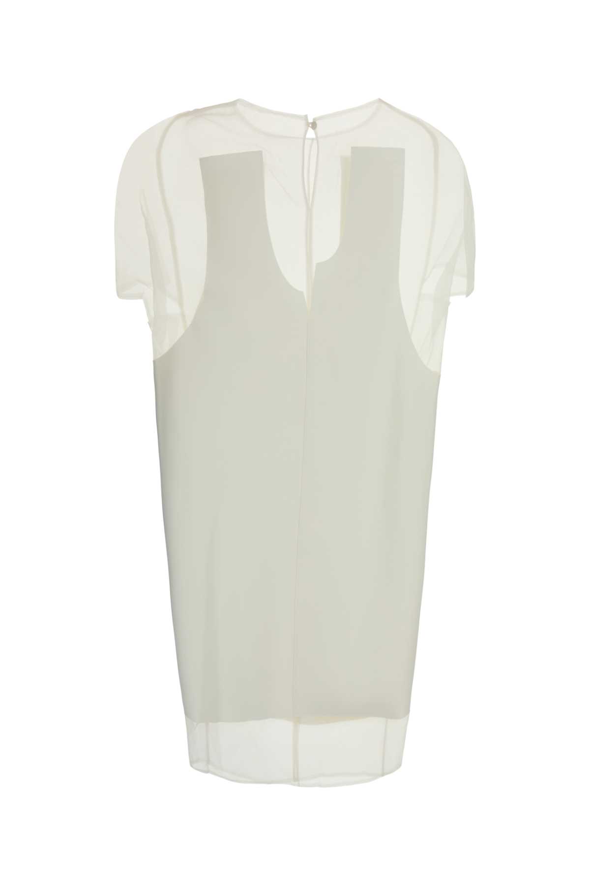 Khaite White Panel Midi Dress With Sheer Inserts In Chalk