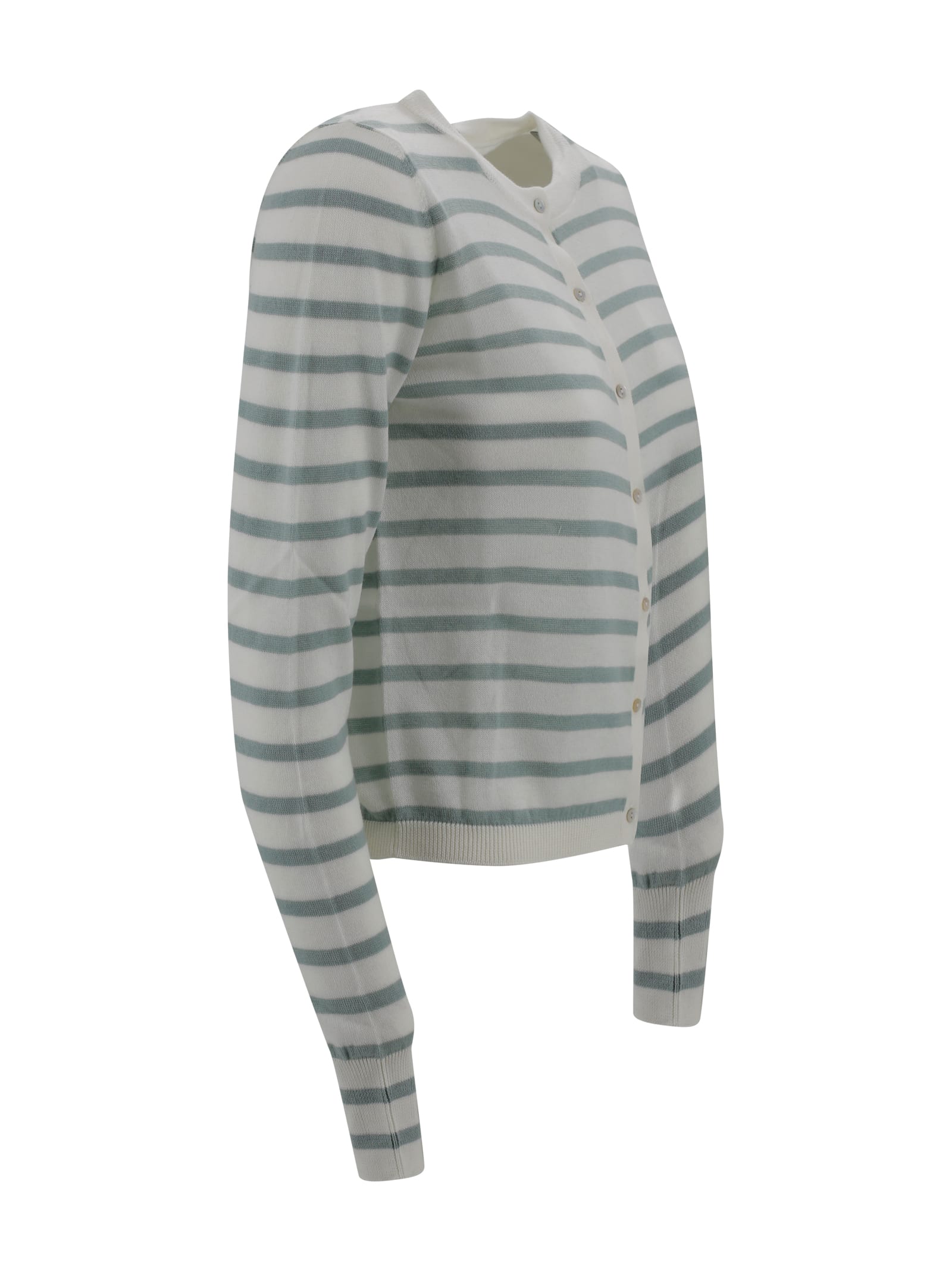 Be You Striped Cashmere Cardigan In Green