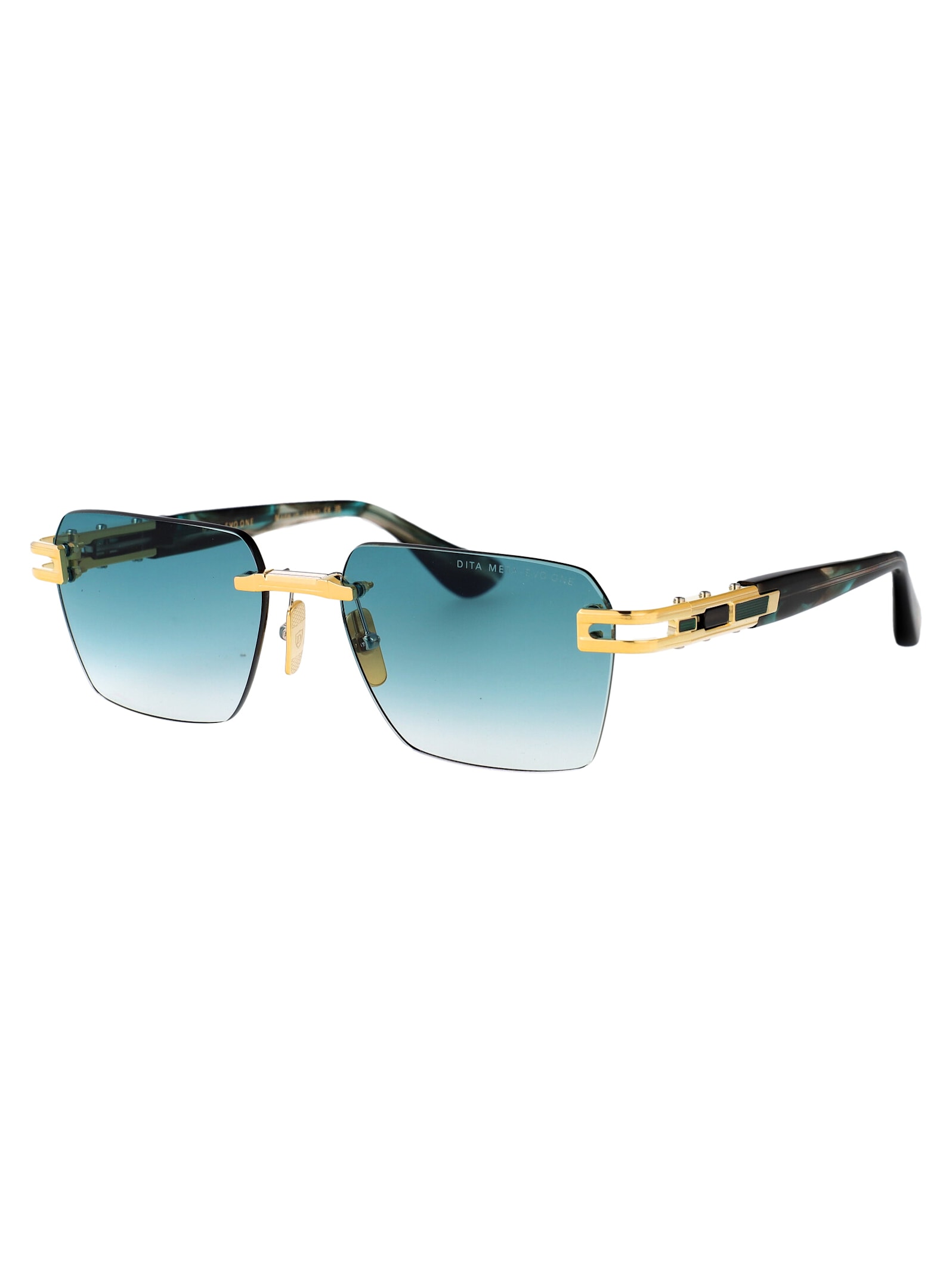 Dita Meta-evo One Sunglasses In Yellow Gold - Arctic Sky Swirl W Turquoise To Clear Gradient