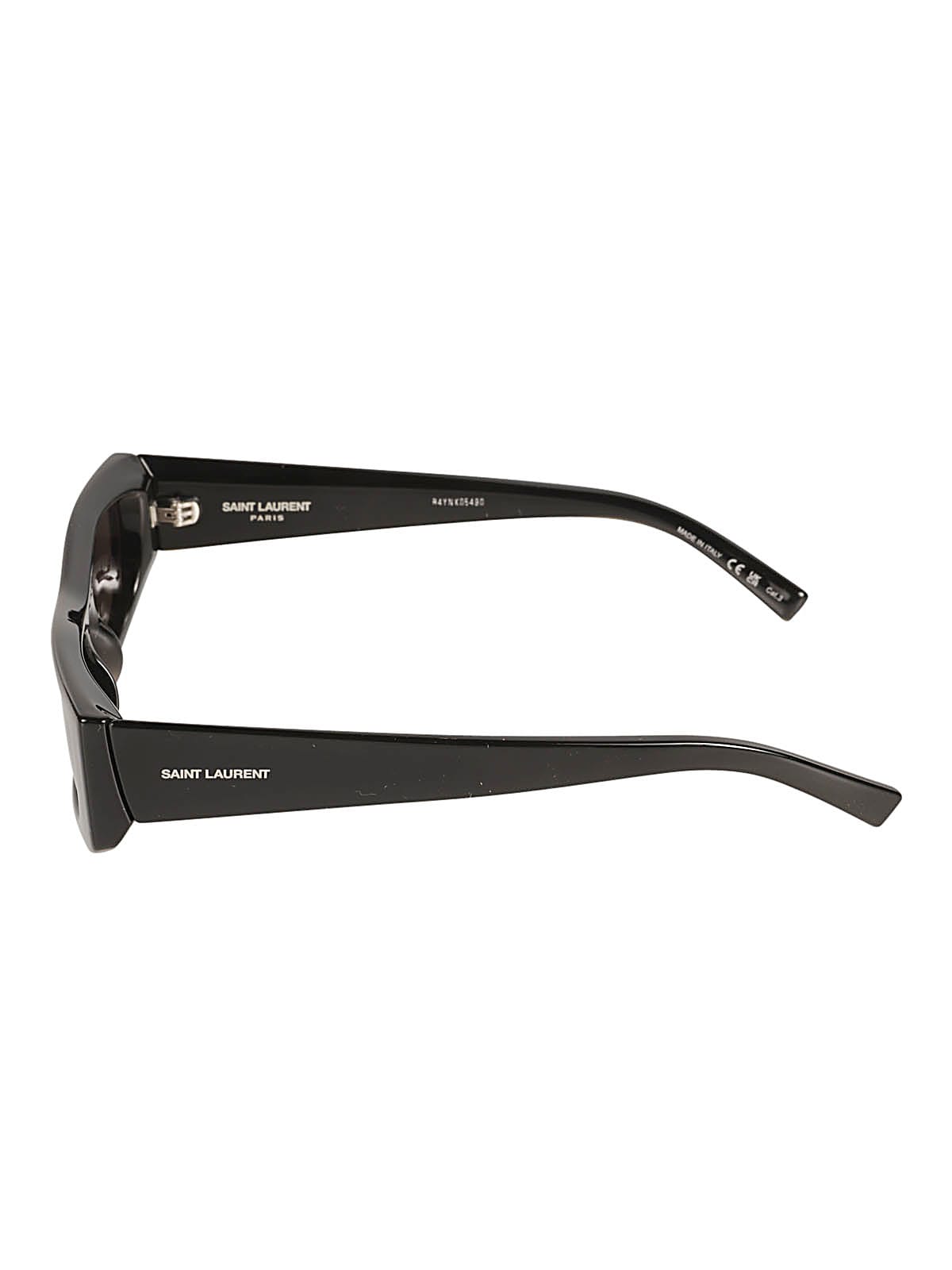 Shop Saint Laurent Rectangular Frame Logo Sunglasses In Black
