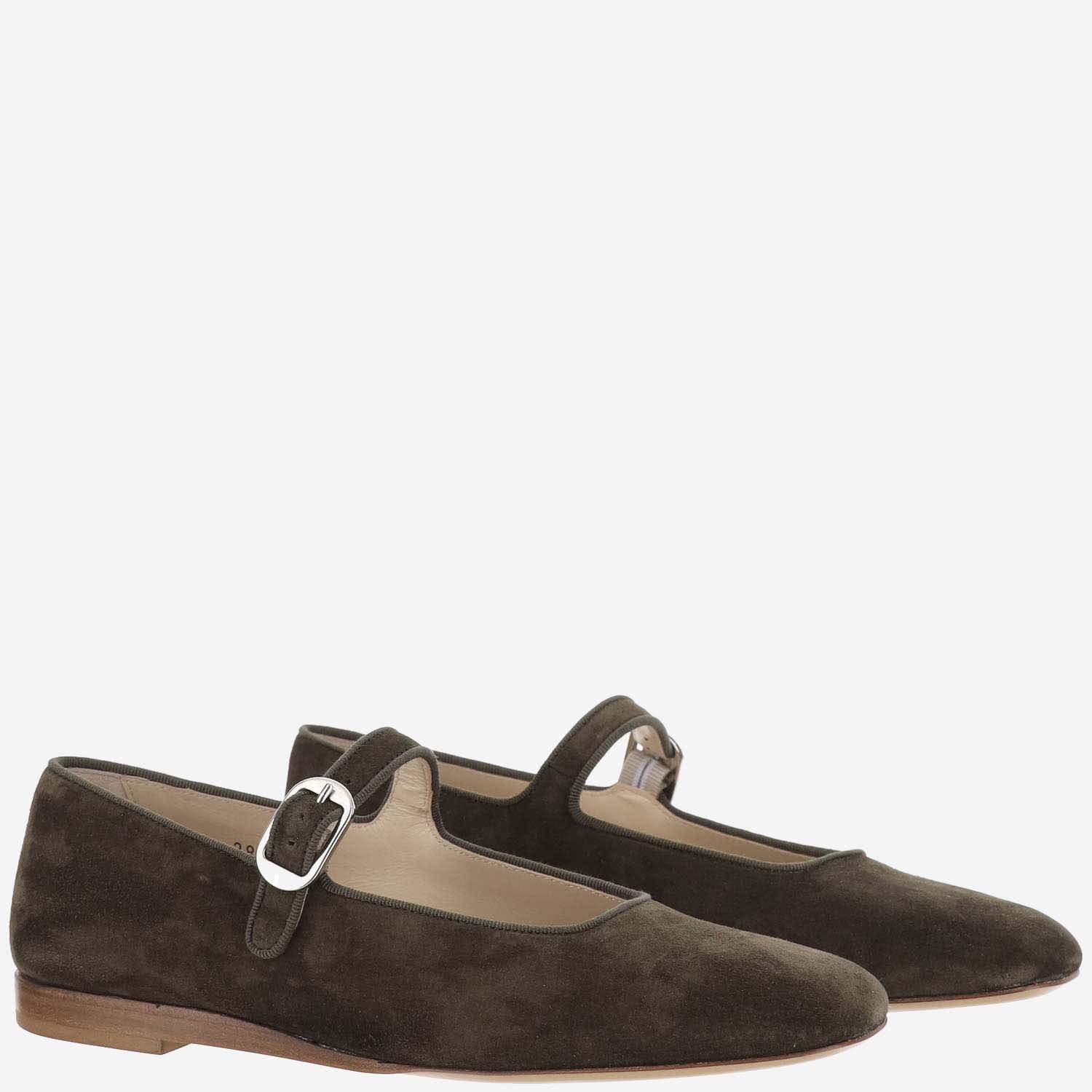 Shop Le Monde Beryl Suede Leather Mary Jane Ballet Flats In Green