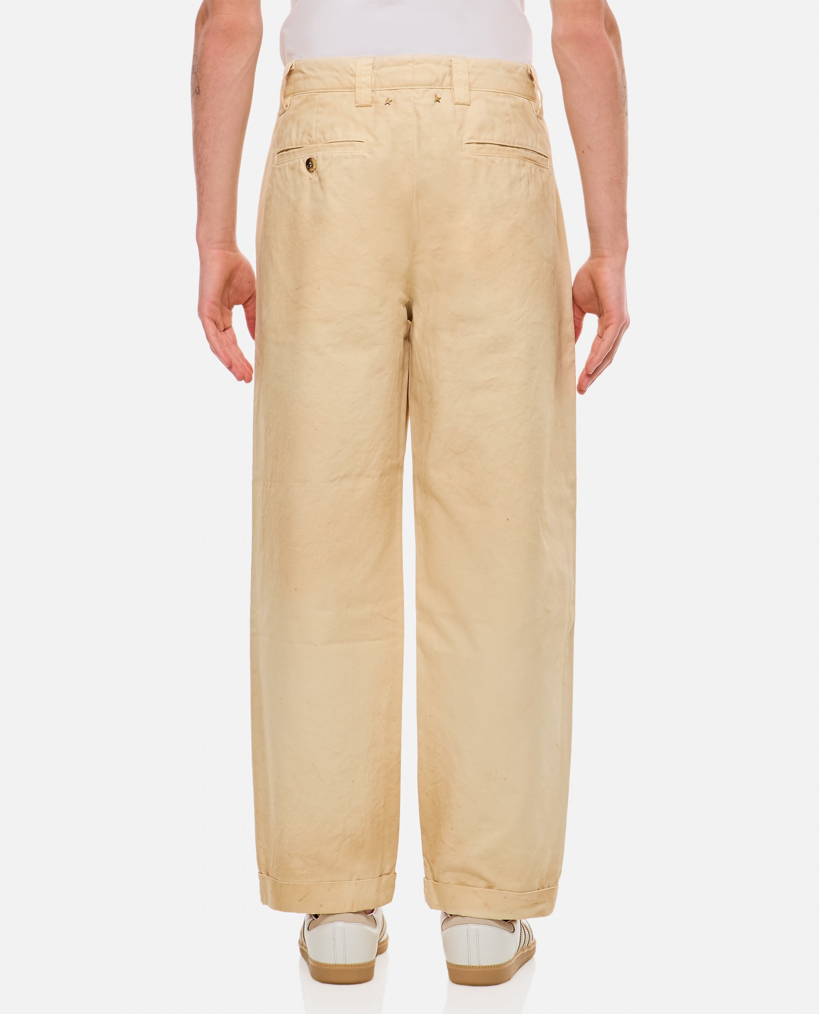 Shop Golden Goose Cotton Chino Skate Trousers In Beige
