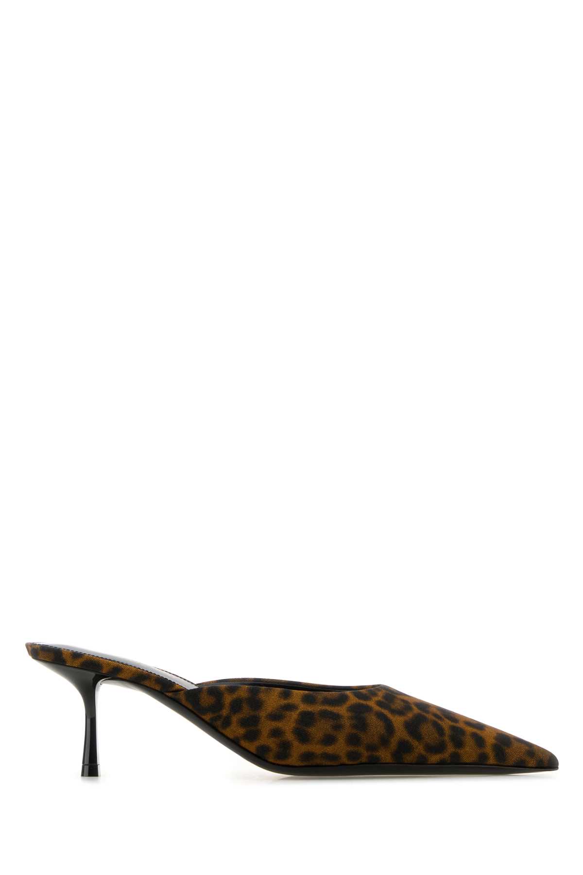 Saint Laurent Printed Fabric Barbara Mules In Mantonaturale