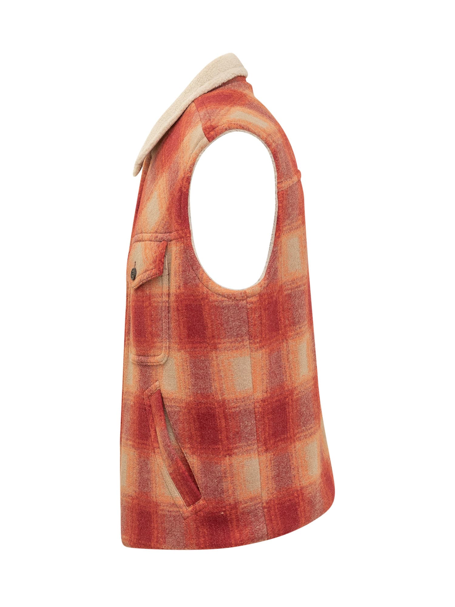 Isabel Marant Kiraneo Logo-embroidered Plaid-check Gilet In Orange