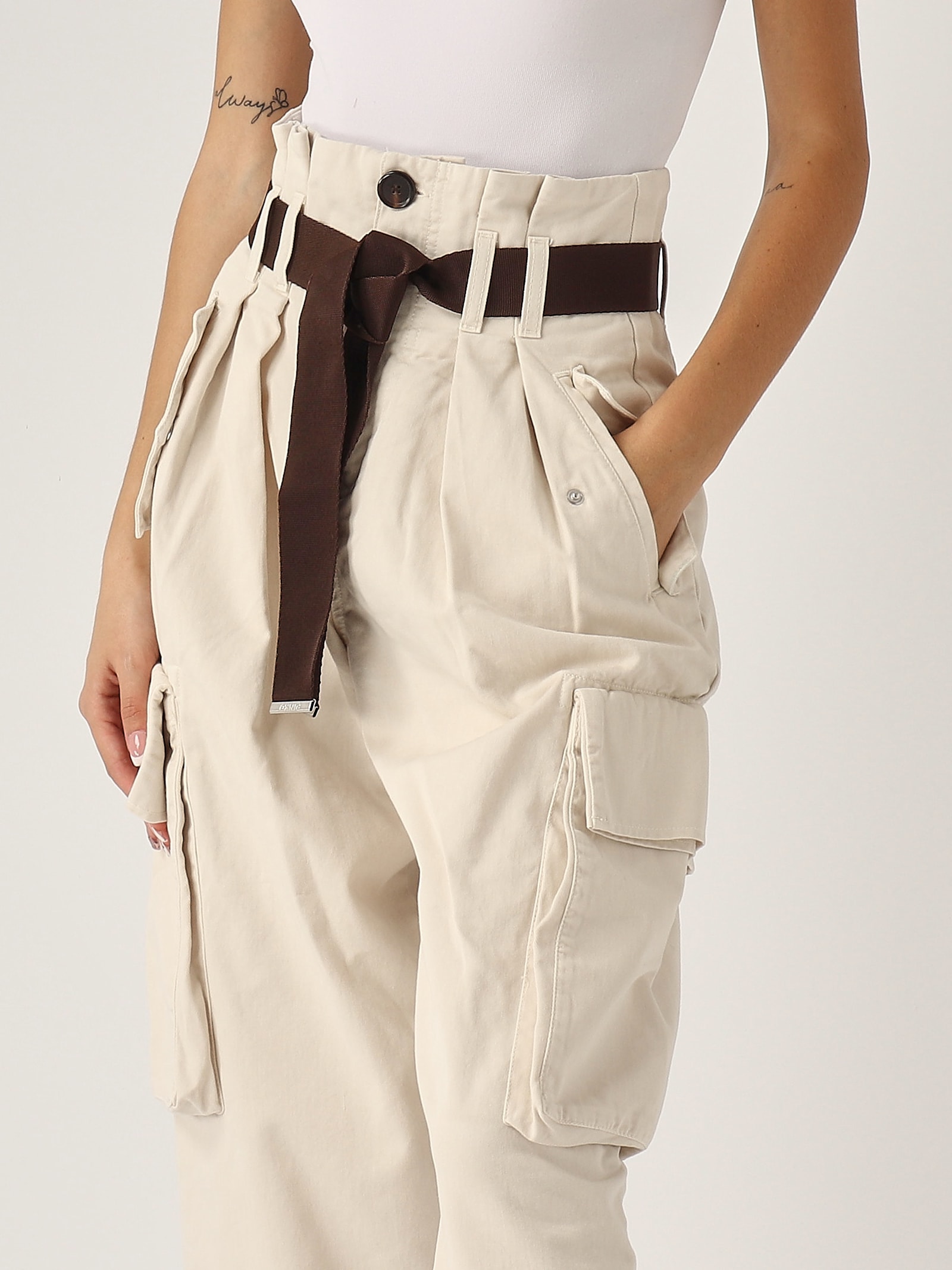 Shop Pinko Ronfare Trousers In Bianco Latte