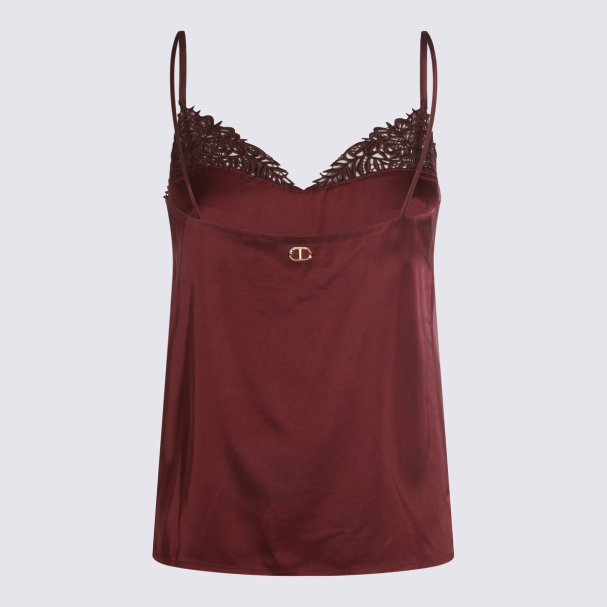 Twinset Top En Satin Avec Dentelle In Red