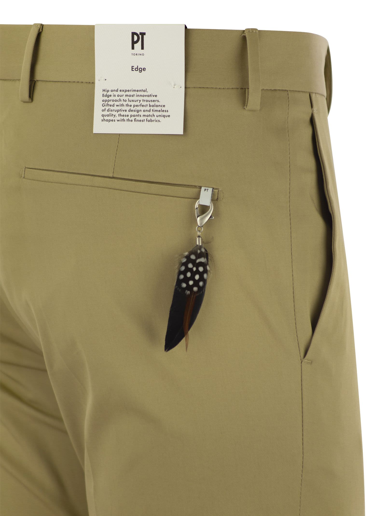 Pt Torino Khaki Stretch Cotton Blend Pant In Rope