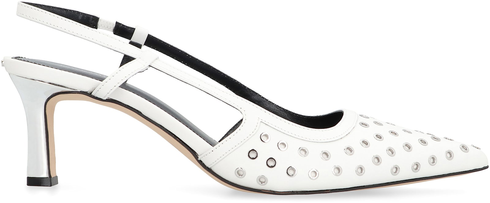 Shop Michael Michael Kors Alora Leather Slingback Pumps In Optic White