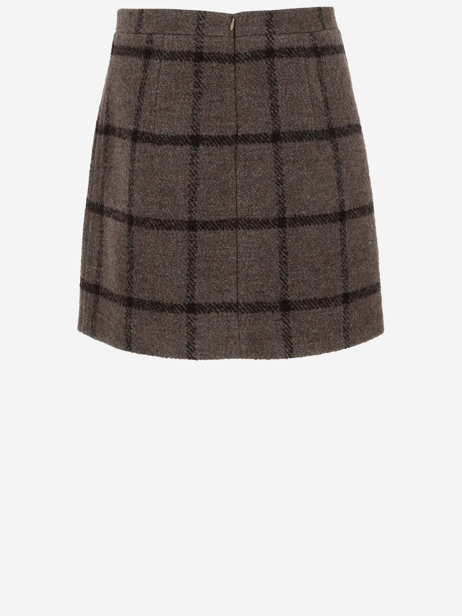 Shop Patou Wool Blend Skirt With Check Pattern In Red