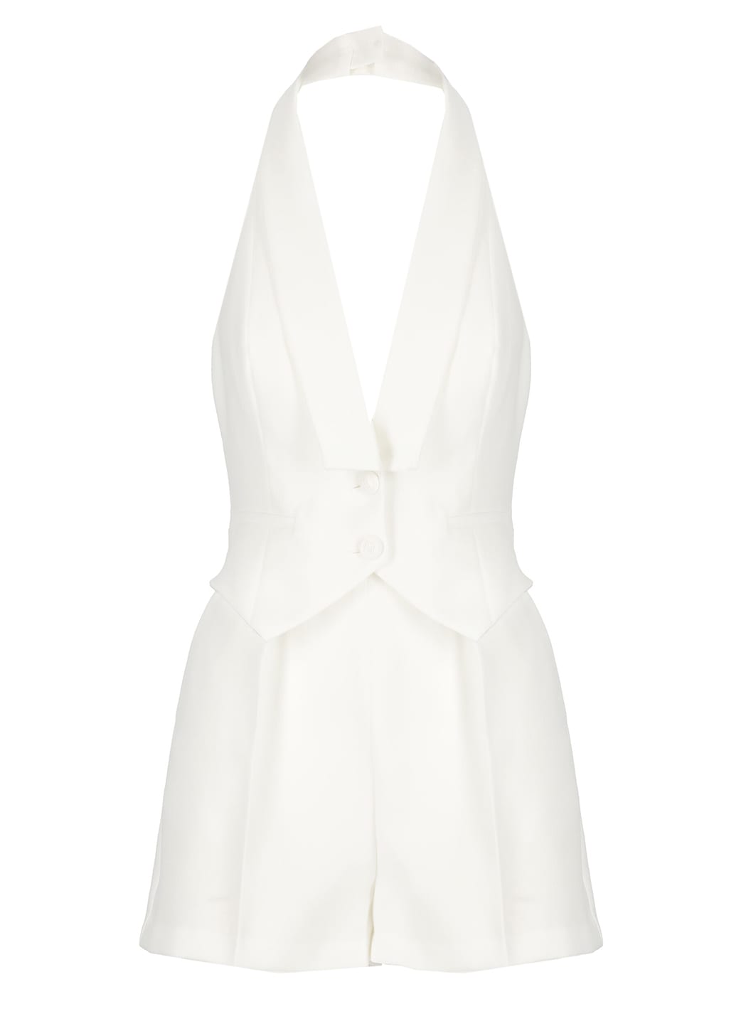 Shop Elisabetta Franchi Crepe Short Jumpsuit In White