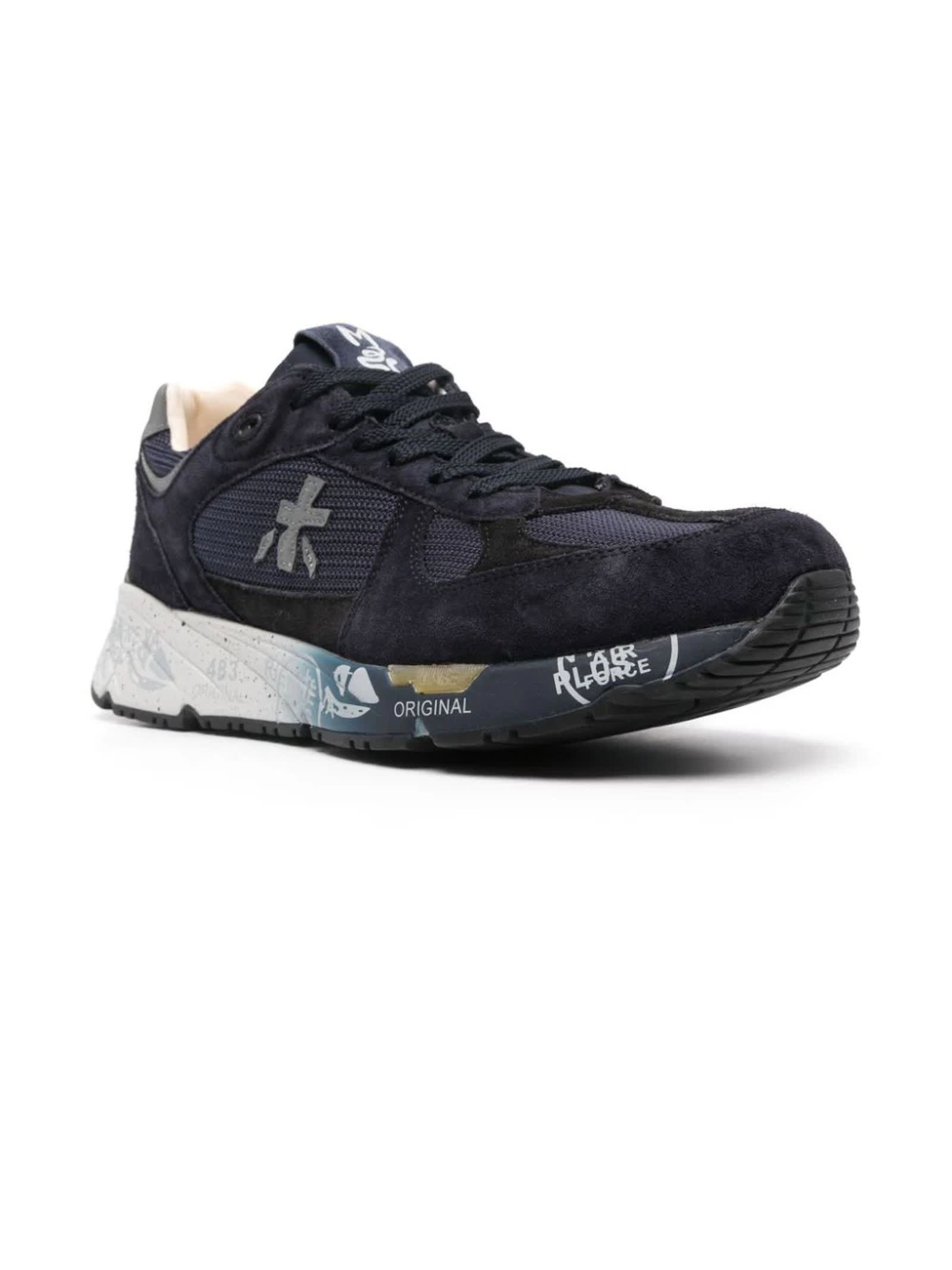 Shop Premiata Blue Suede Mase Sneakers