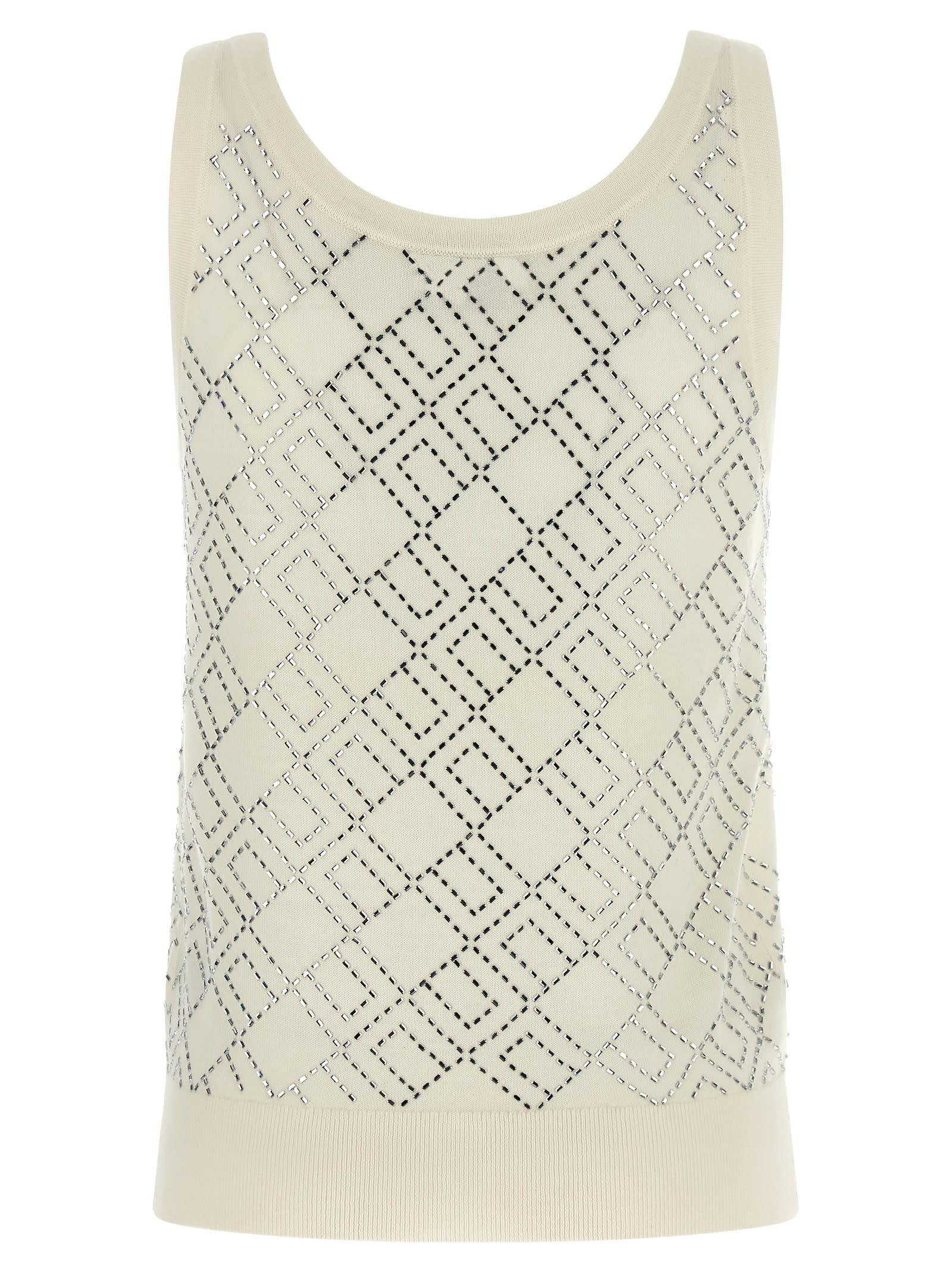 Elisabetta Franchi Crystal-embellished Merino Tank Top In Multi
