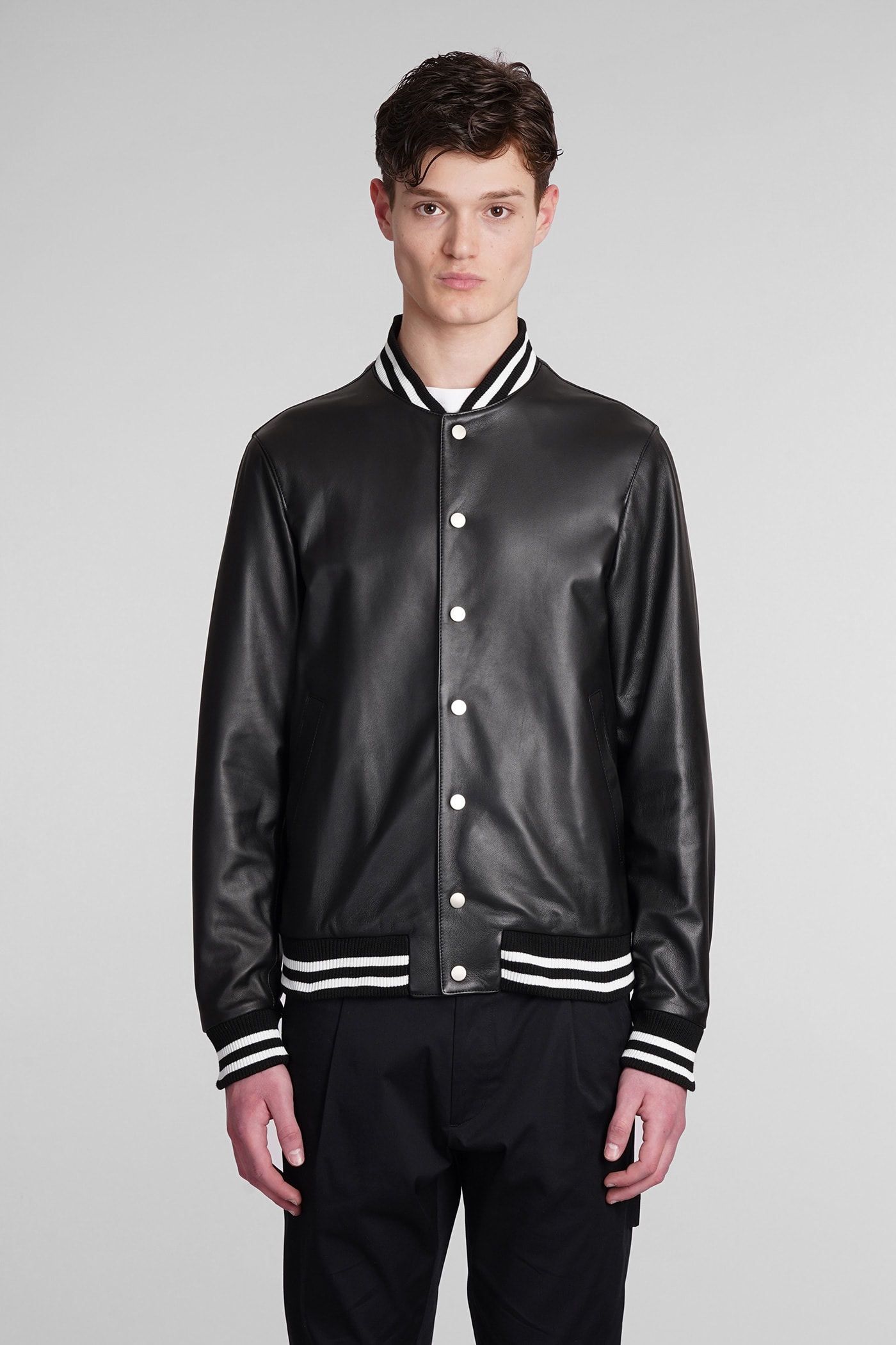 Shop Low Brand Bomber In Black Leather